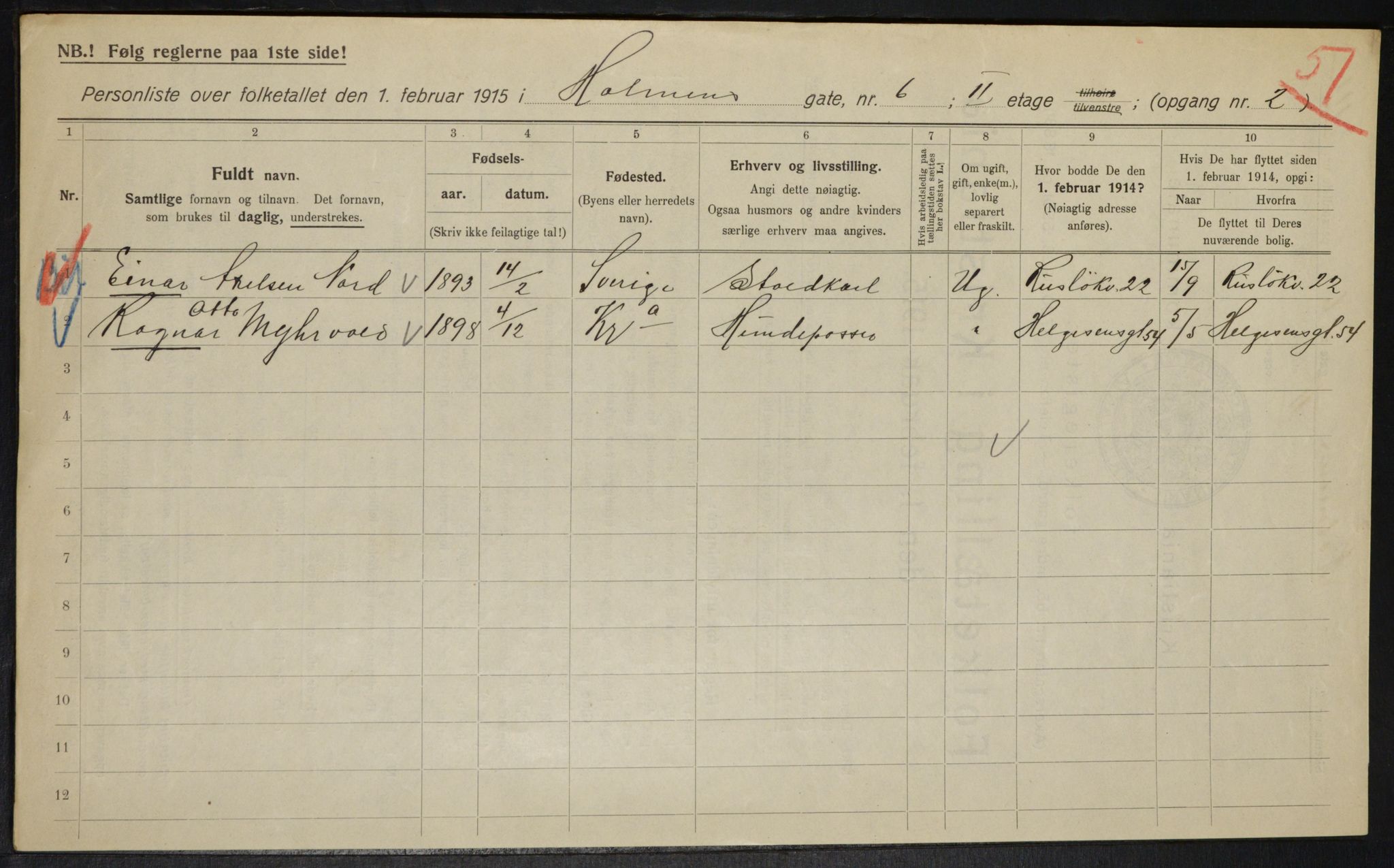 OBA, Kommunal folketelling 1.2.1915 for Kristiania, 1915, s. 40467