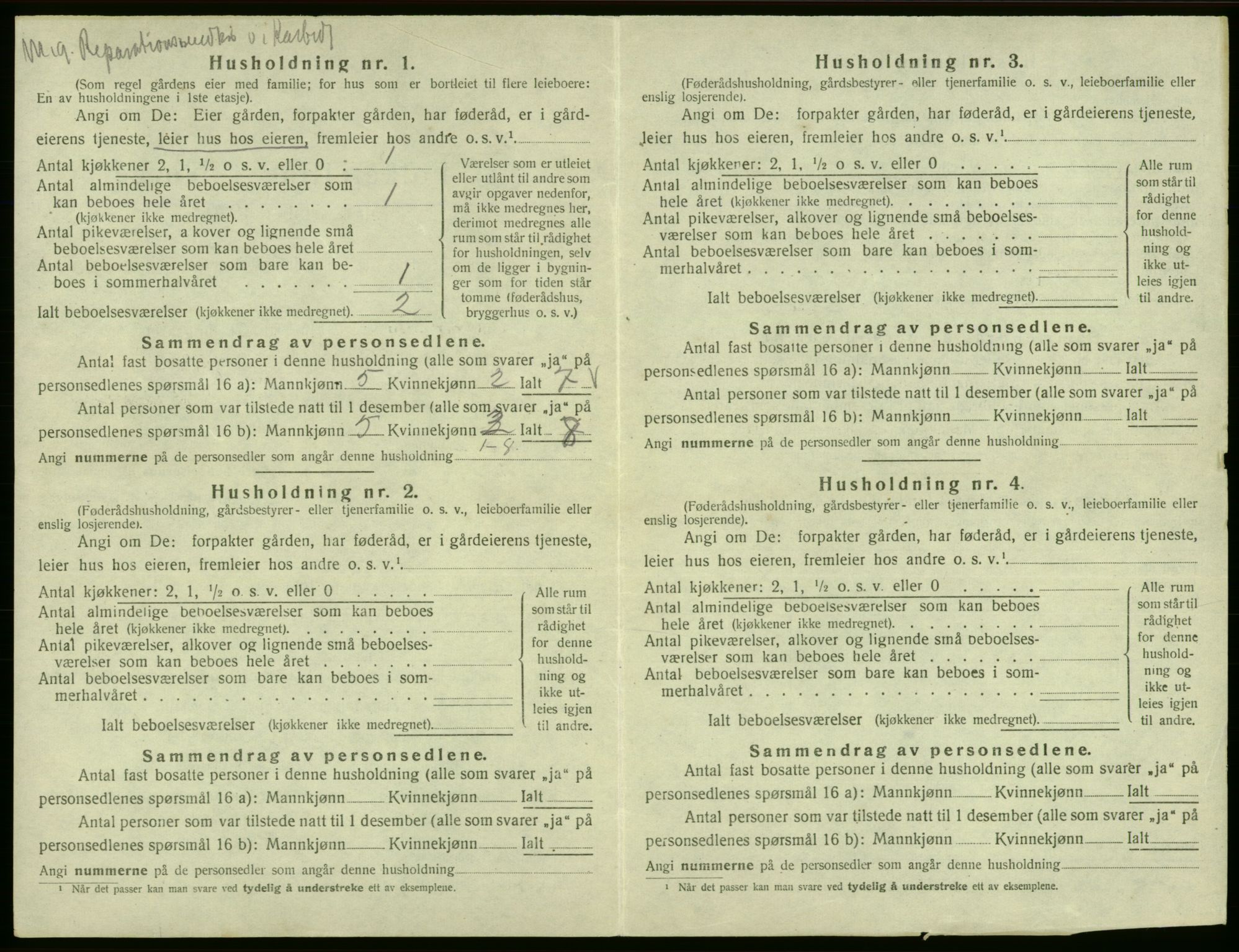 SAB, Folketelling 1920 for 1228 Odda herred, 1920, s. 505