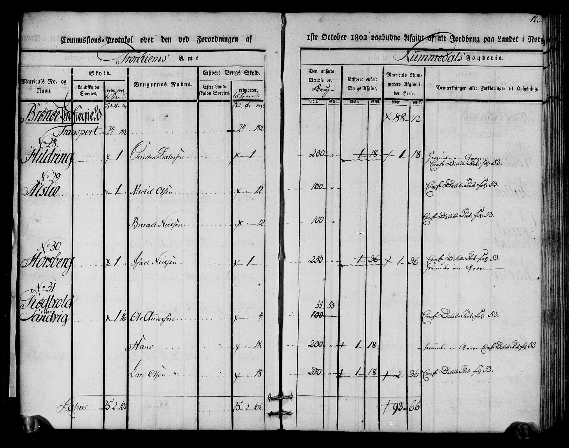 Rentekammeret inntil 1814, Realistisk ordnet avdeling, AV/RA-EA-4070/N/Ne/Nea/L0154: Namdalen fogderi. Kommisjonsprotokoll, 1803, s. 13