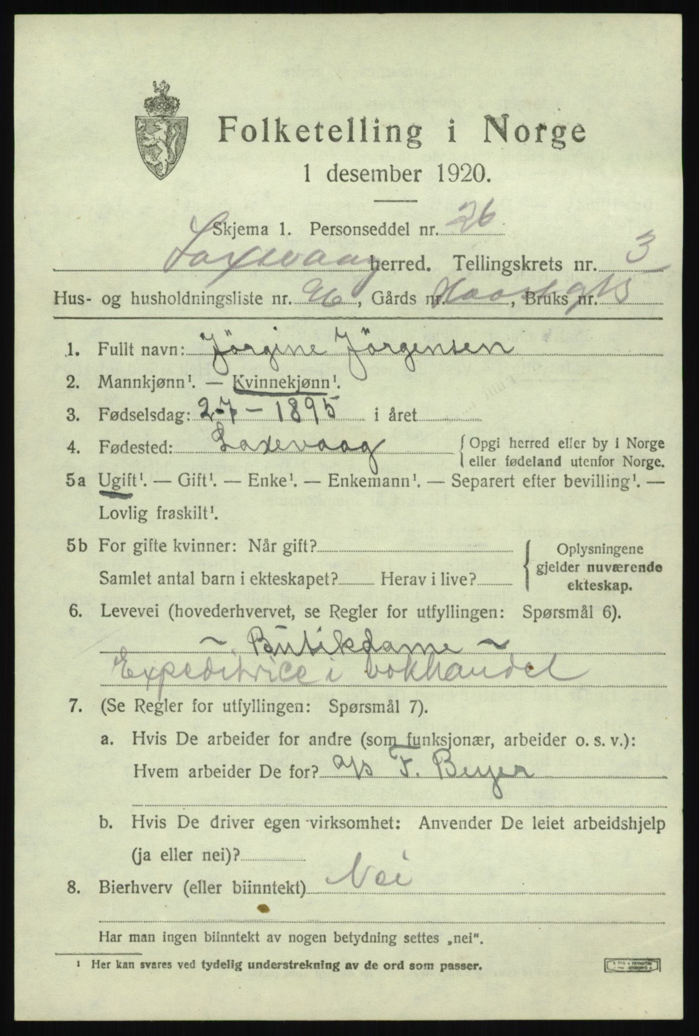 SAB, Folketelling 1920 for 1248 Laksevåg herred, 1920, s. 11044
