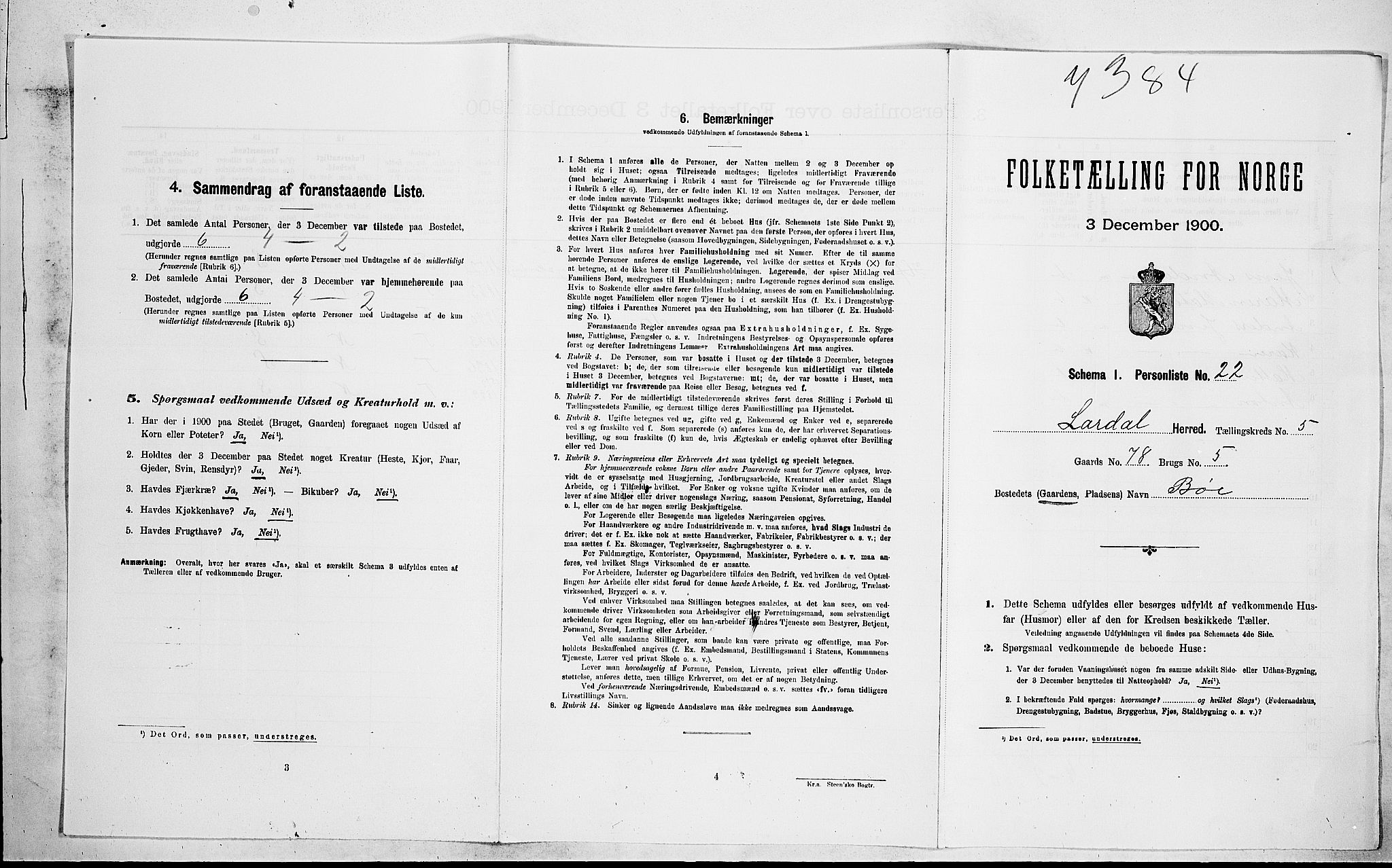 RA, Folketelling 1900 for 0728 Lardal herred, 1900, s. 686