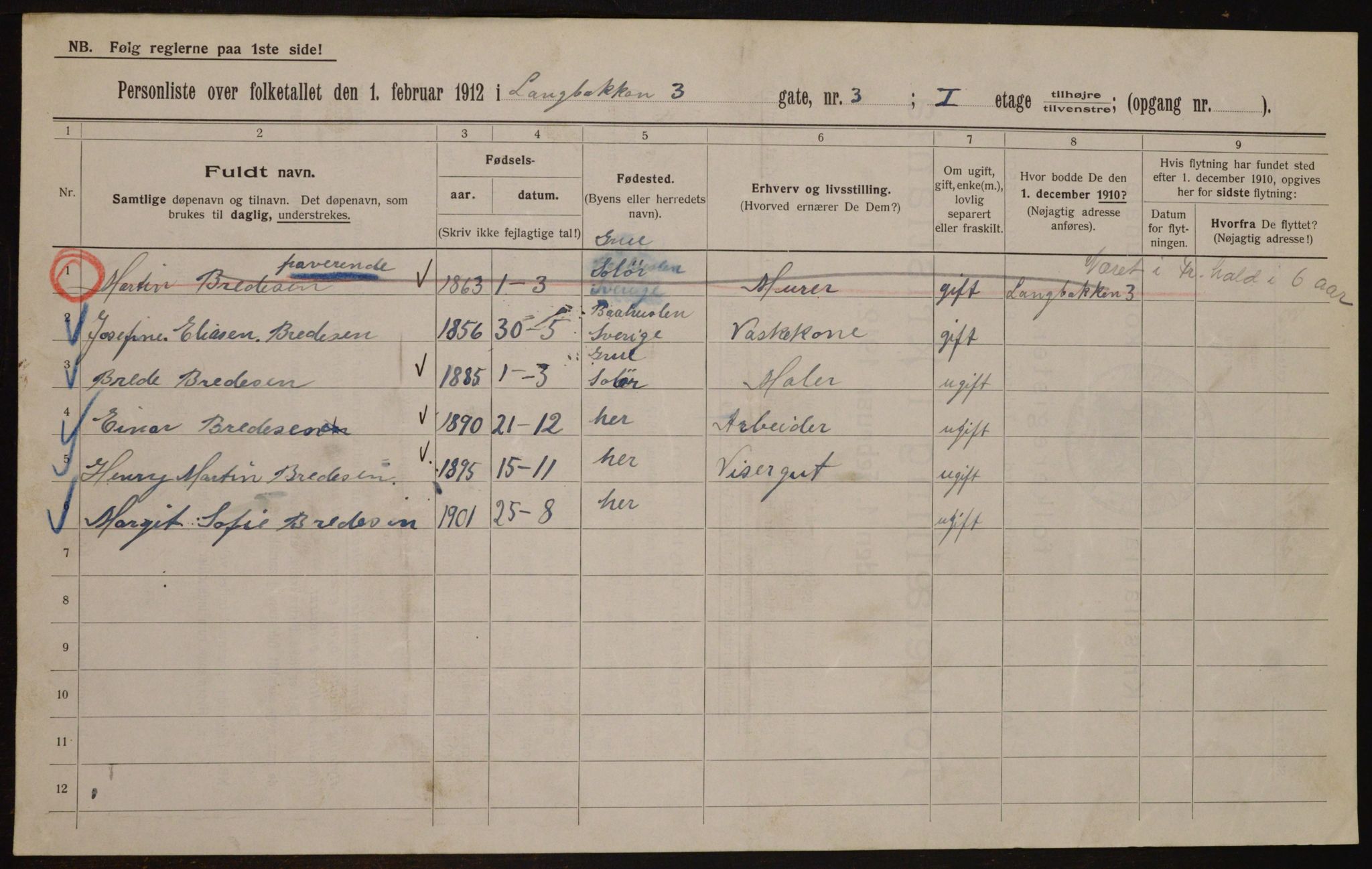 OBA, Kommunal folketelling 1.2.1912 for Kristiania, 1912, s. 56624
