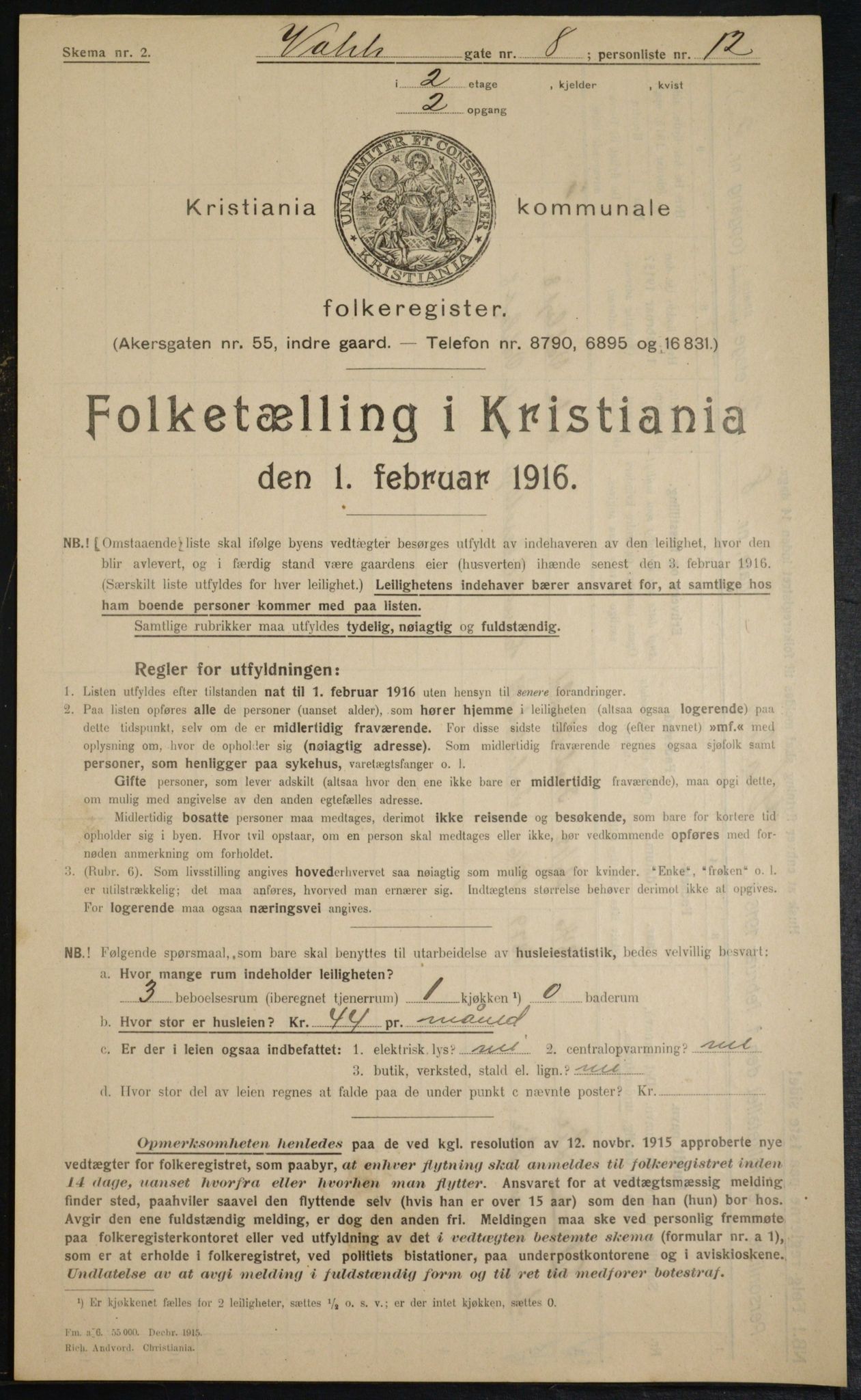 OBA, Kommunal folketelling 1.2.1916 for Kristiania, 1916, s. 125311