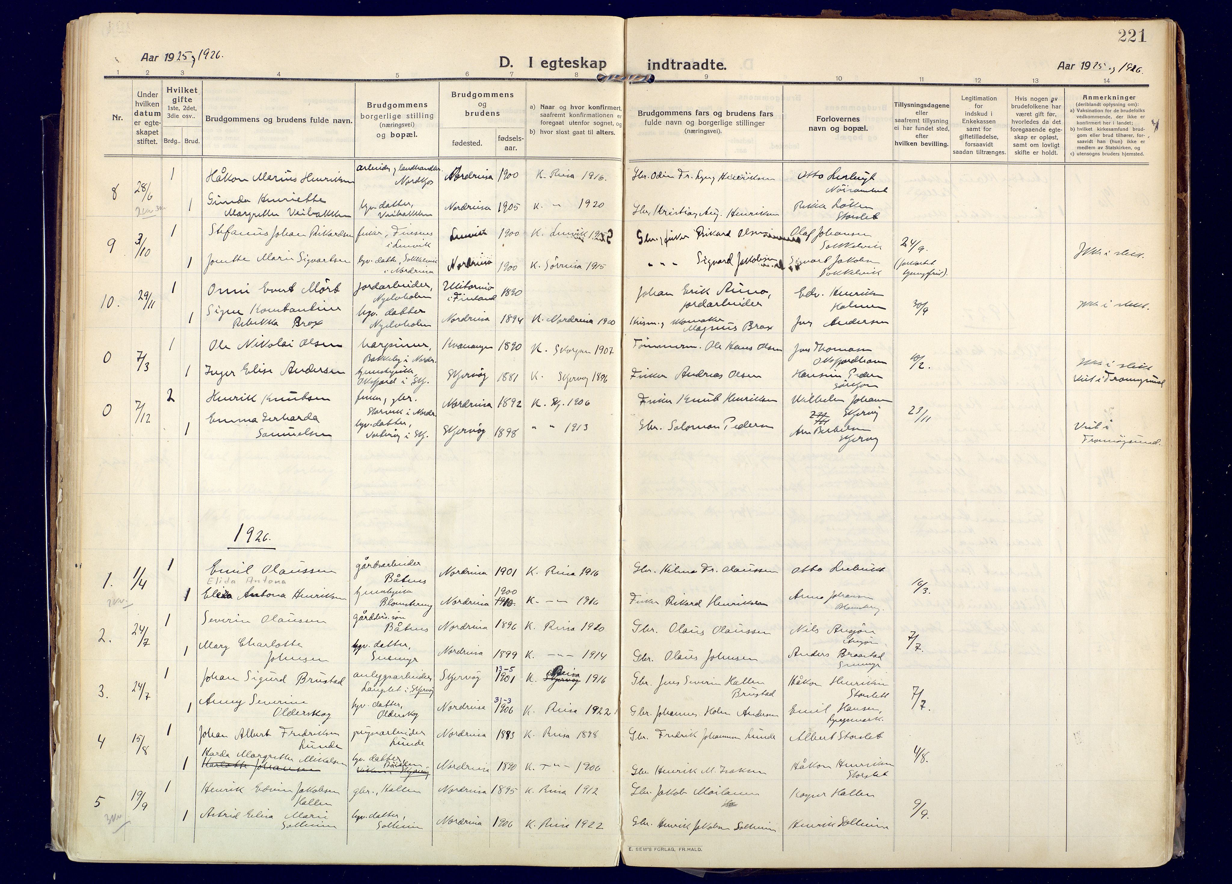 Skjervøy sokneprestkontor, AV/SATØ-S-1300/H/Ha/Haa: Ministerialbok nr. 20, 1911-1931, s. 221