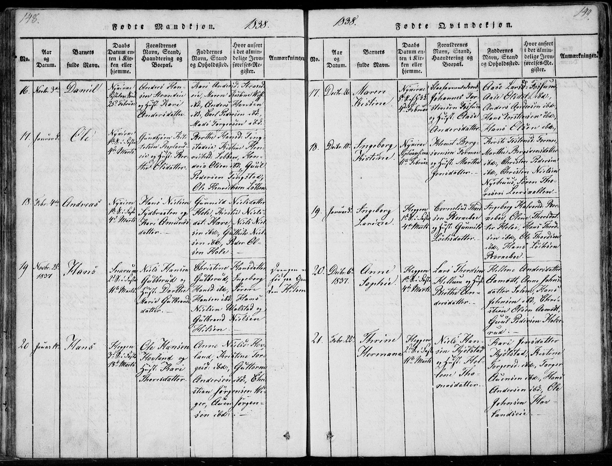 Modum kirkebøker, AV/SAKO-A-234/F/Fa/L0006: Ministerialbok nr. 6, 1832-1841, s. 148-149