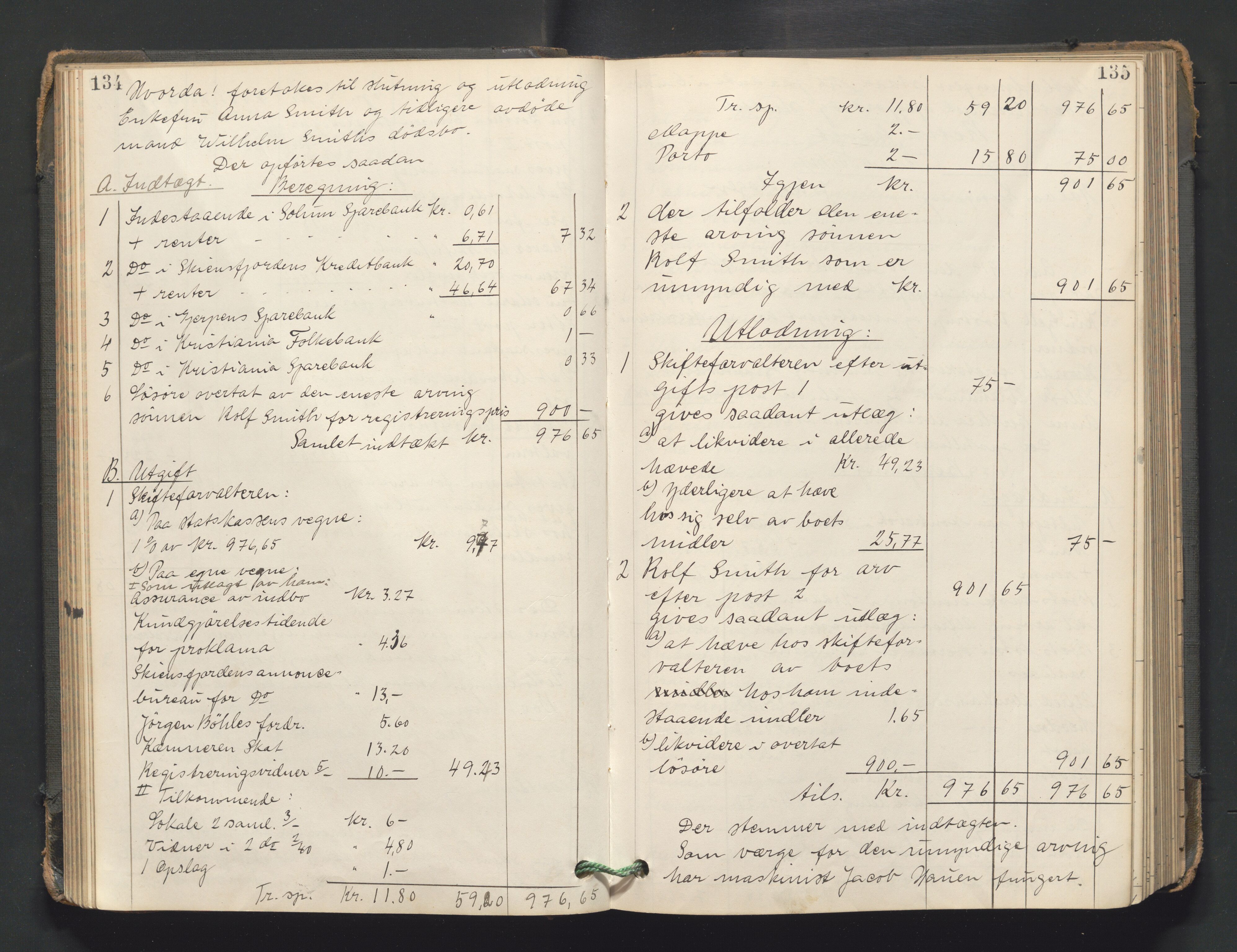 Skien byfogd, AV/SAKO-A-219/H/He/L0004: Skifteutlodningsprotokoll, 1915-1925, s. 134-135