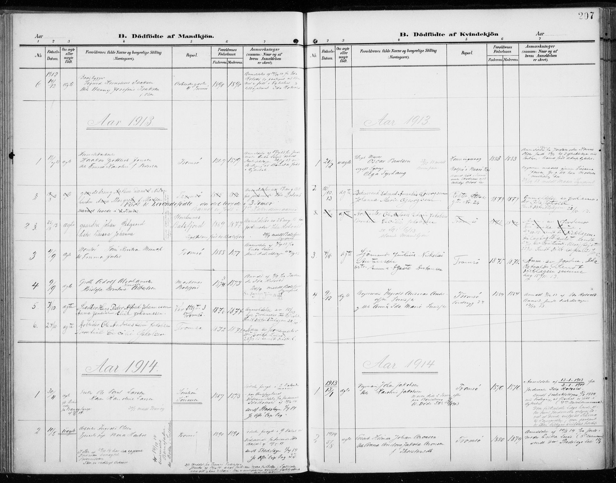 Tromsø sokneprestkontor/stiftsprosti/domprosti, AV/SATØ-S-1343/G/Ga/L0017kirke: Ministerialbok nr. 17, 1907-1917, s. 207