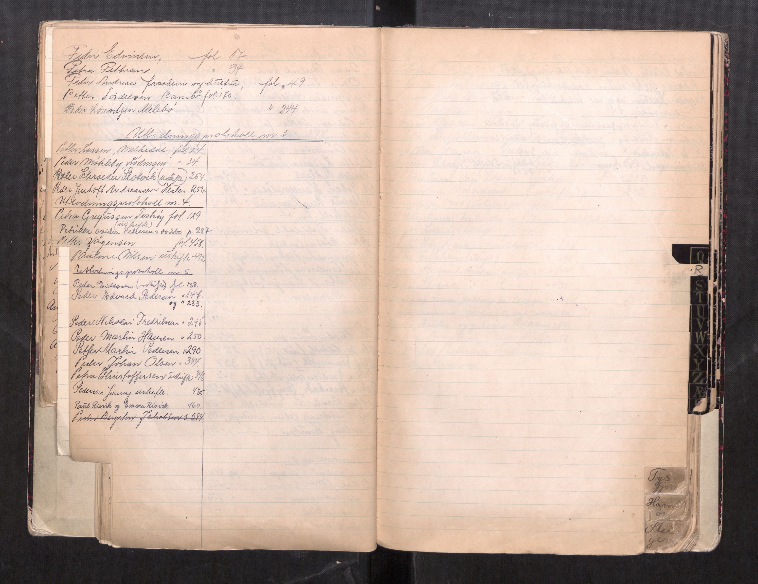 Steigen og Ofoten sorenskriveri, AV/SAT-A-0030/1/3/3C/L0002: Register til skifteslutningsprotokoll, 1917-1947