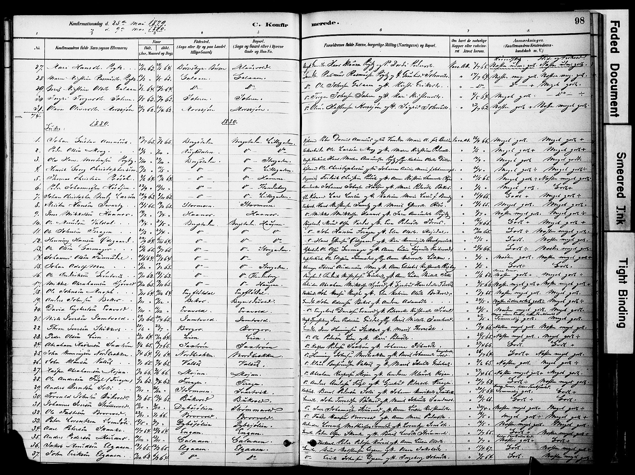 Ministerialprotokoller, klokkerbøker og fødselsregistre - Sør-Trøndelag, SAT/A-1456/681/L0933: Ministerialbok nr. 681A11, 1879-1890, s. 98