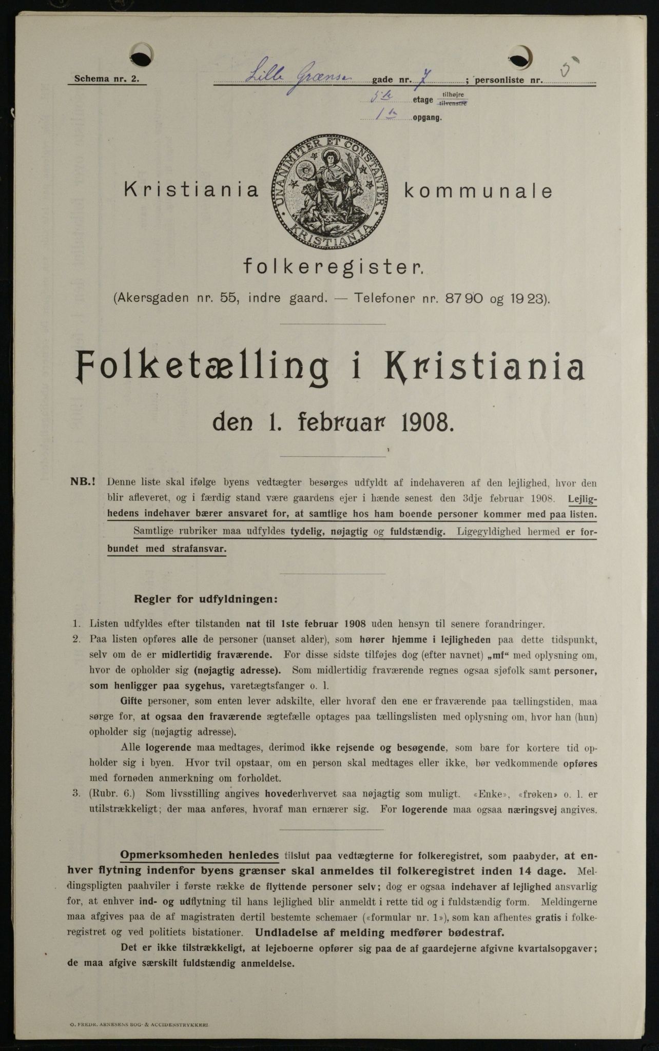 OBA, Kommunal folketelling 1.2.1908 for Kristiania kjøpstad, 1908, s. 51656