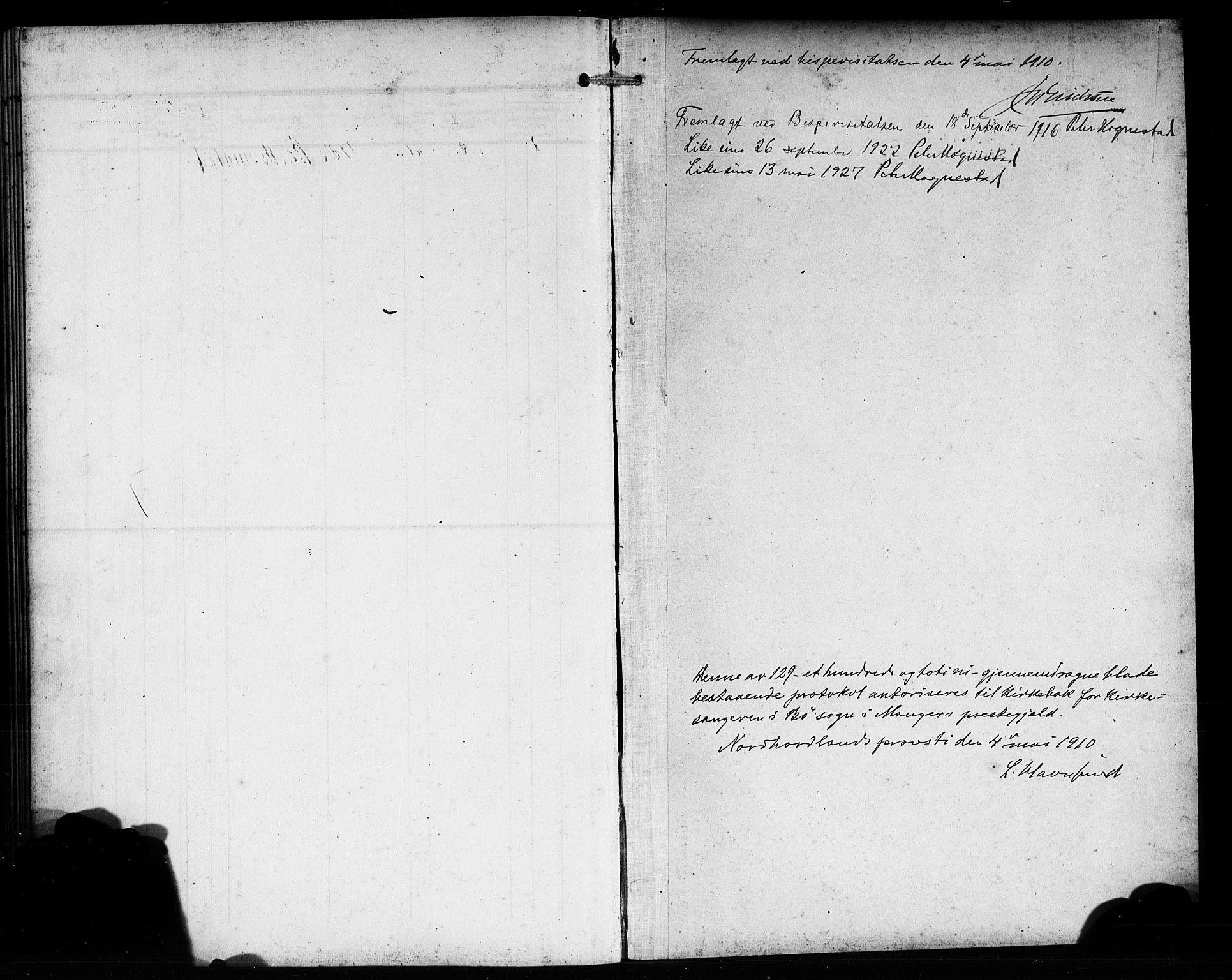 Manger sokneprestembete, AV/SAB-A-76801/H/Hab: Klokkerbok nr. B 4, 1907-1922, s. 129