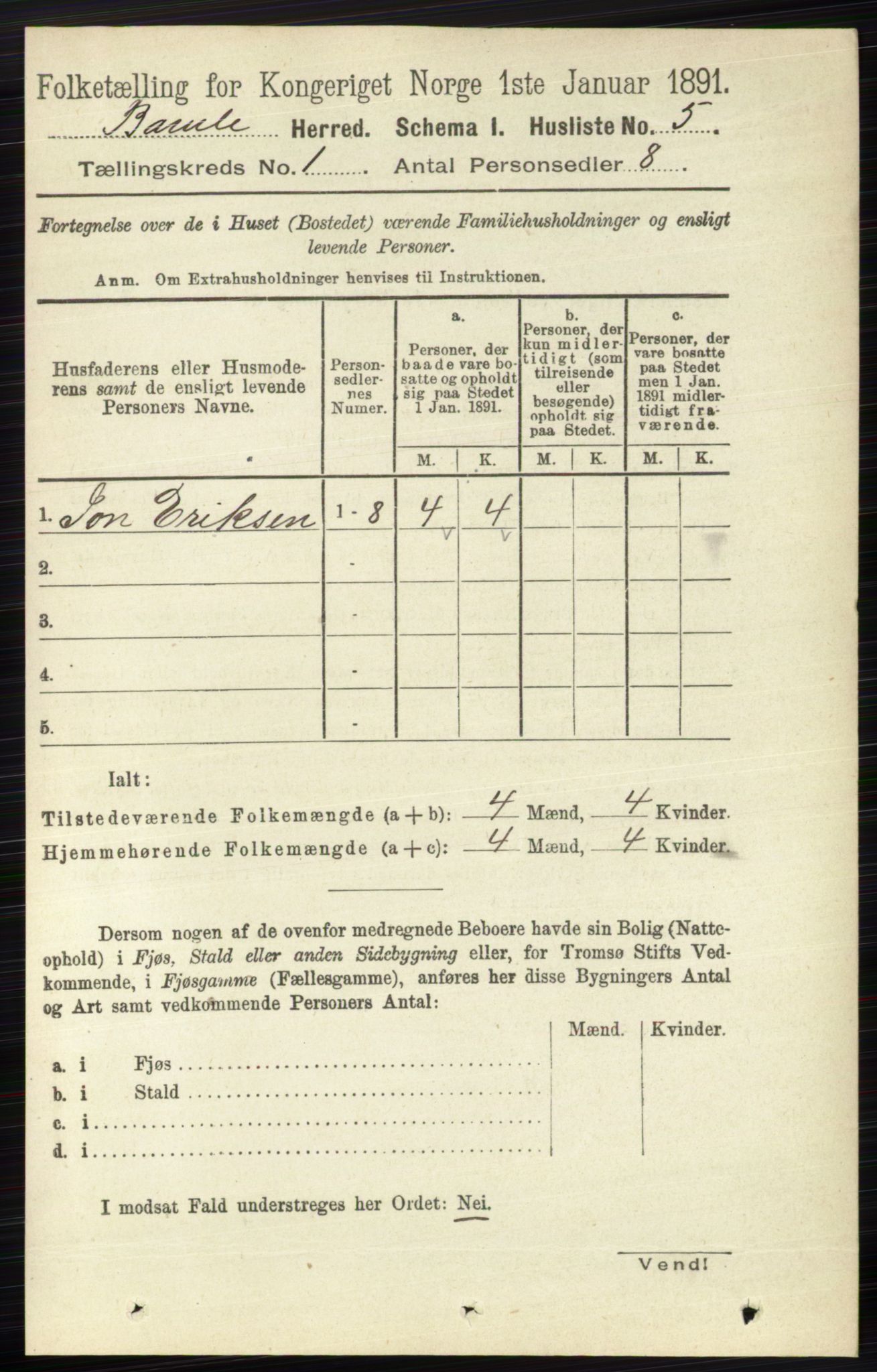 RA, Folketelling 1891 for 0814 Bamble herred, 1891, s. 38