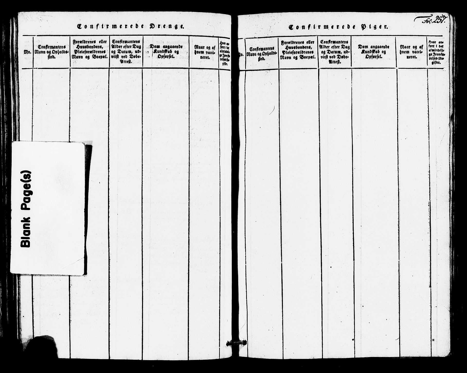 Avaldsnes sokneprestkontor, AV/SAST-A -101851/H/Ha/Hab/L0001: Klokkerbok nr. B 1, 1816-1825, s. 257