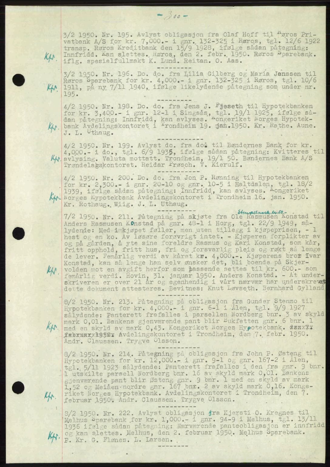 Gauldal sorenskriveri, SAT/A-0014/1/2/2C: Pantebok nr. A9, 1949-1950, Dagboknr: 195/1950
