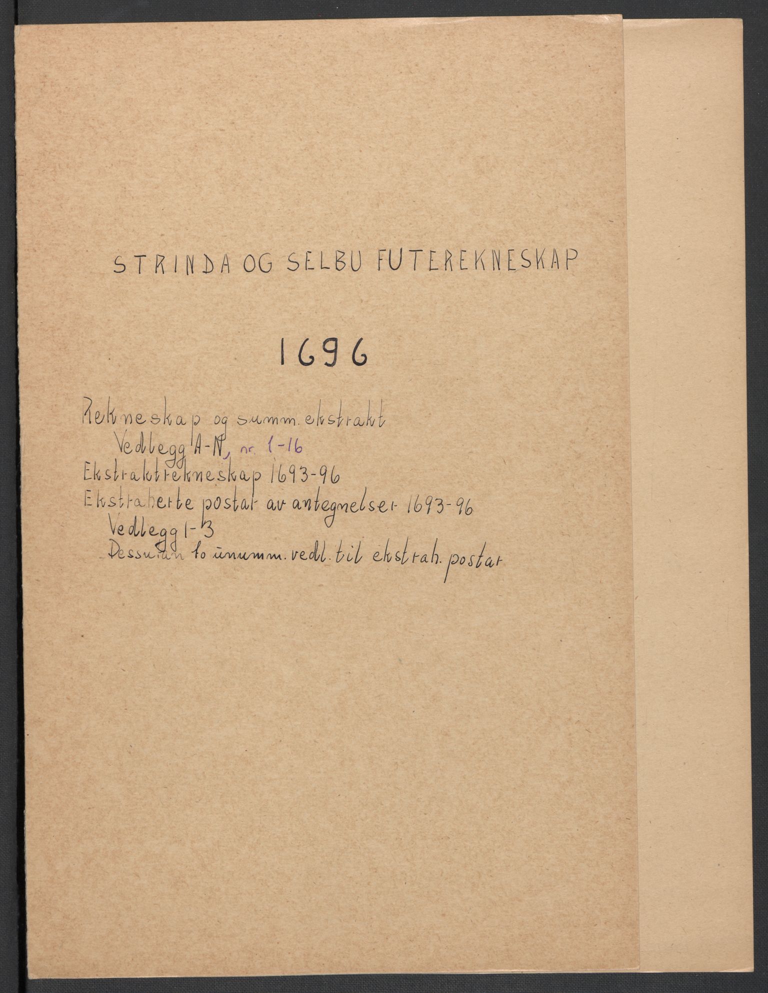 Rentekammeret inntil 1814, Reviderte regnskaper, Fogderegnskap, RA/EA-4092/R61/L4106: Fogderegnskap Strinda og Selbu, 1696-1697, s. 2