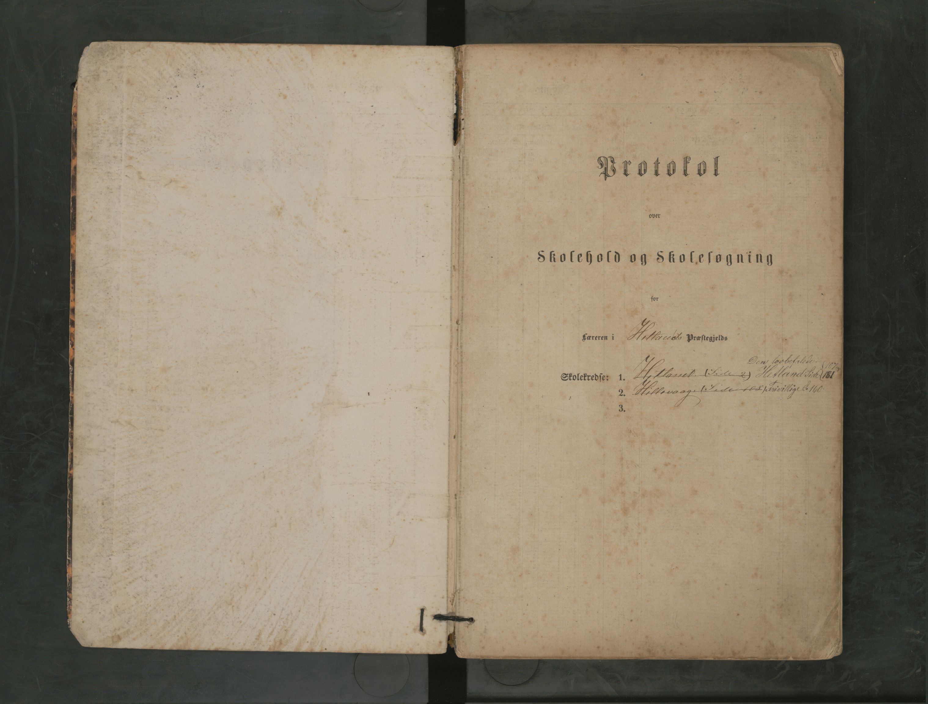 Hetland kommune. Kvaleberg skole, BYST/A-0145/F/L0001: Protokoll for skolehold og skolesøking, 1864-1884