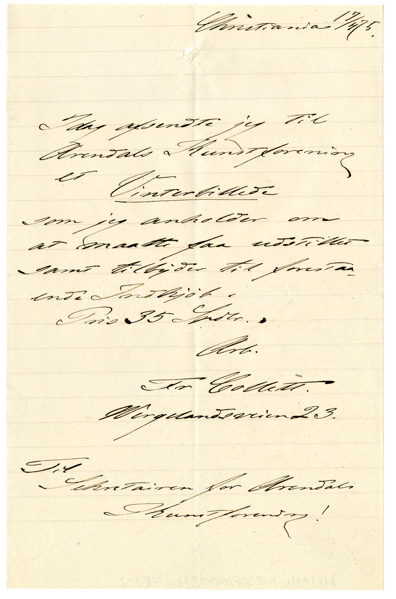 Diderik Maria Aalls brevsamling, NF/Ark-1023/F/L0002: D.M. Aalls brevsamling. B - C, 1799-1889, s. 377