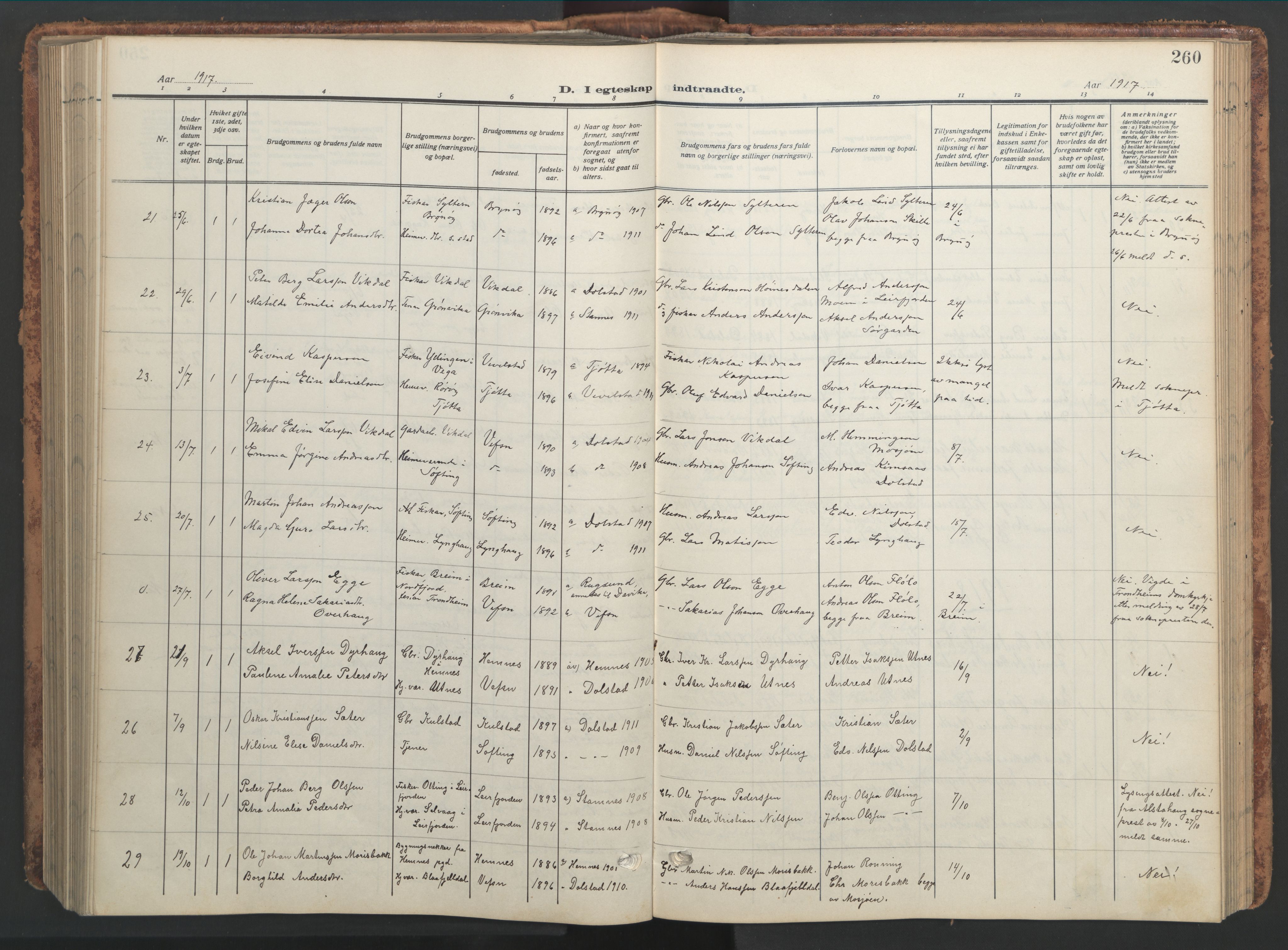 Ministerialprotokoller, klokkerbøker og fødselsregistre - Nordland, AV/SAT-A-1459/820/L0302: Klokkerbok nr. 820C04, 1917-1948, s. 260