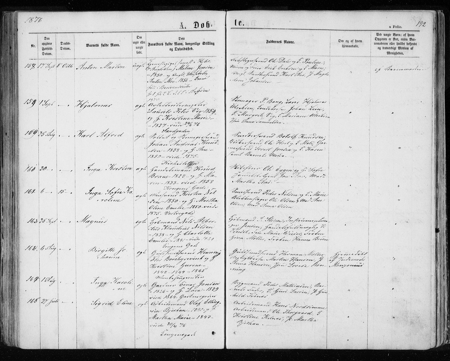 Ministerialprotokoller, klokkerbøker og fødselsregistre - Sør-Trøndelag, AV/SAT-A-1456/601/L0054: Ministerialbok nr. 601A22, 1866-1877, s. 192