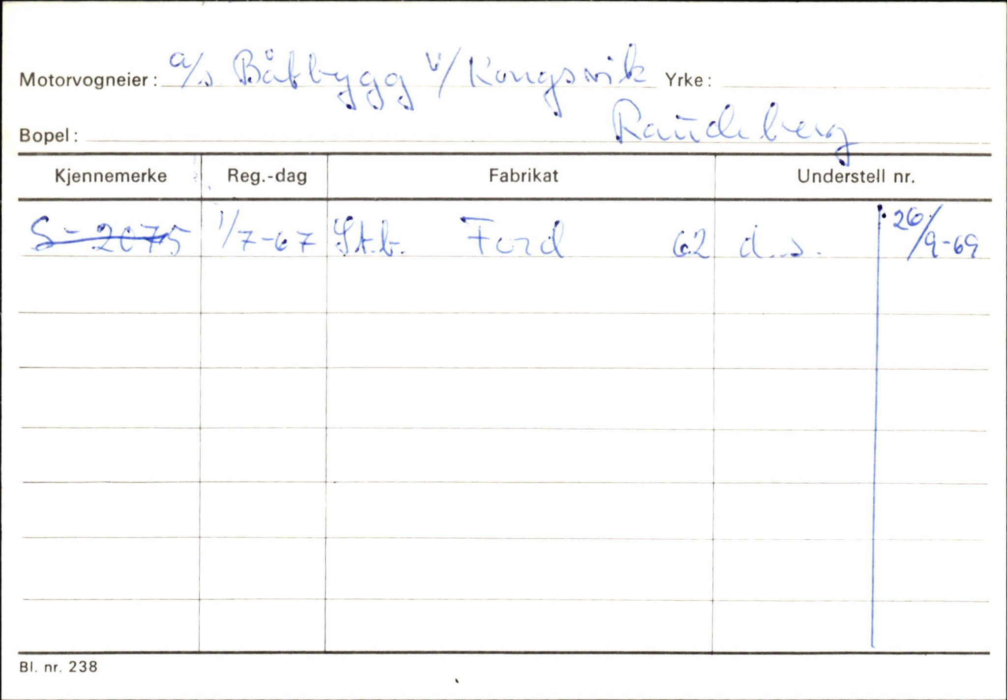 Statens vegvesen, Sogn og Fjordane vegkontor, SAB/A-5301/4/F/L0144: Registerkort Vågsøy A-R, 1945-1975, s. 324