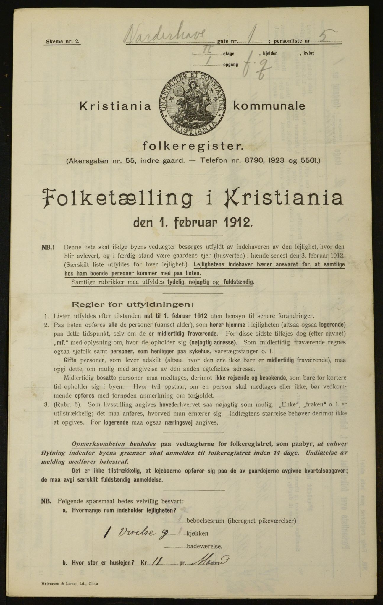 OBA, Kommunal folketelling 1.2.1912 for Kristiania, 1912, s. 73073