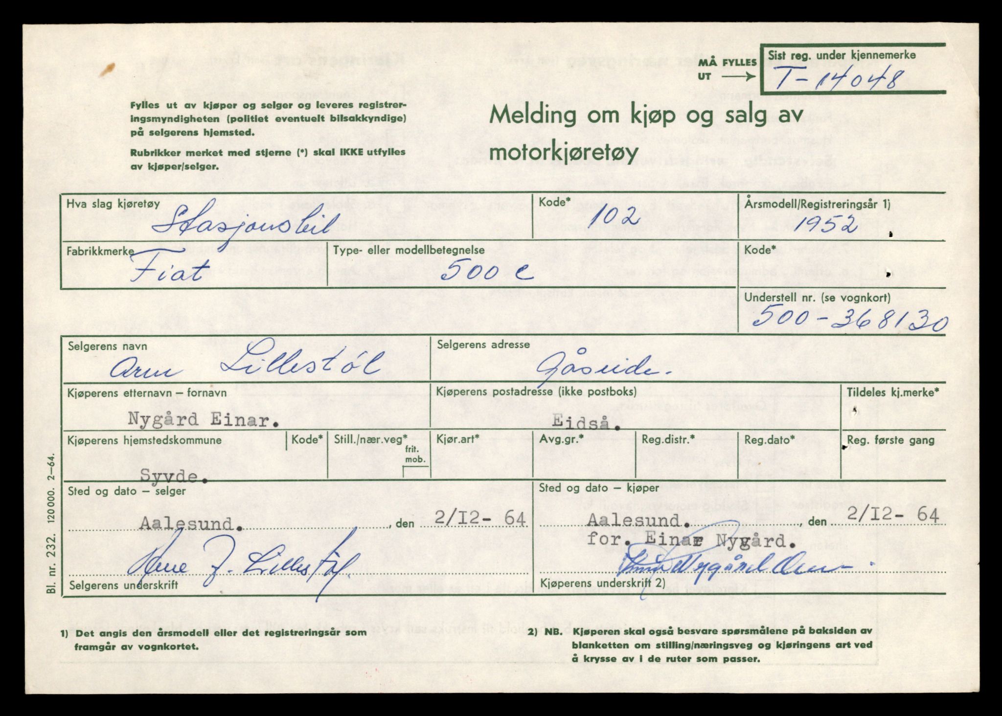 Møre og Romsdal vegkontor - Ålesund trafikkstasjon, AV/SAT-A-4099/F/Fe/L0042: Registreringskort for kjøretøy T 13906 - T 14079, 1927-1998, s. 2439