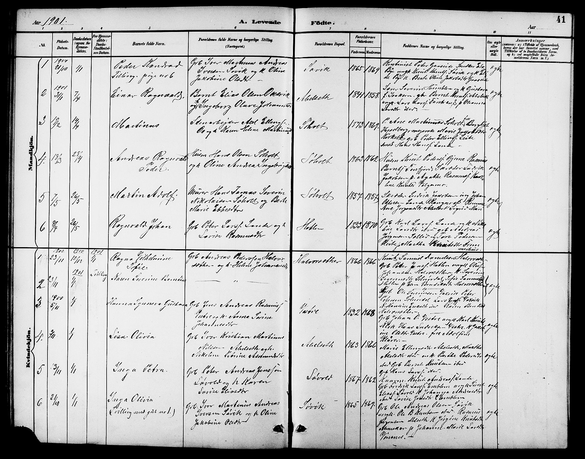 Ministerialprotokoller, klokkerbøker og fødselsregistre - Møre og Romsdal, SAT/A-1454/522/L0327: Klokkerbok nr. 522C06, 1890-1915, s. 41