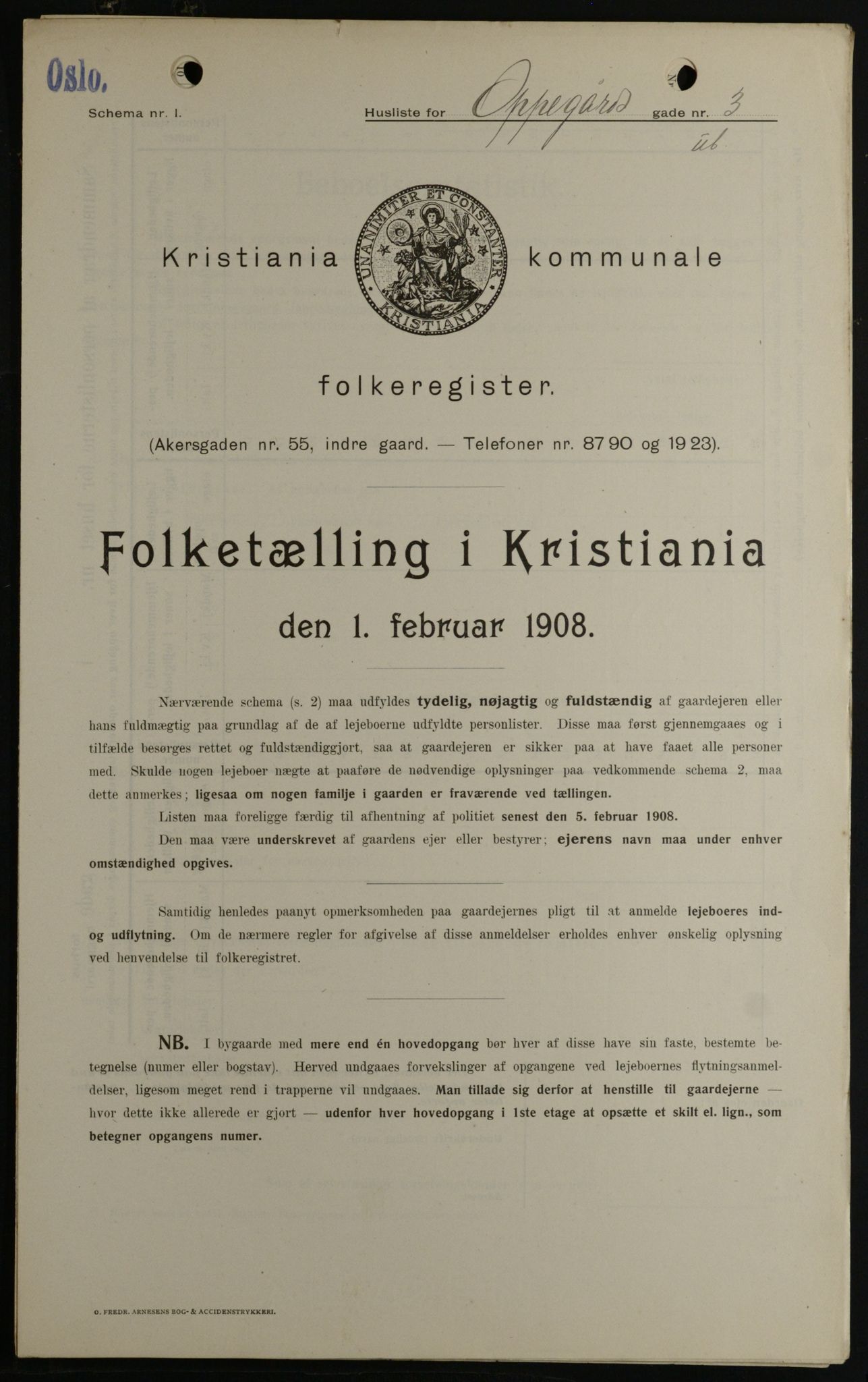 OBA, Kommunal folketelling 1.2.1908 for Kristiania kjøpstad, 1908, s. 67854