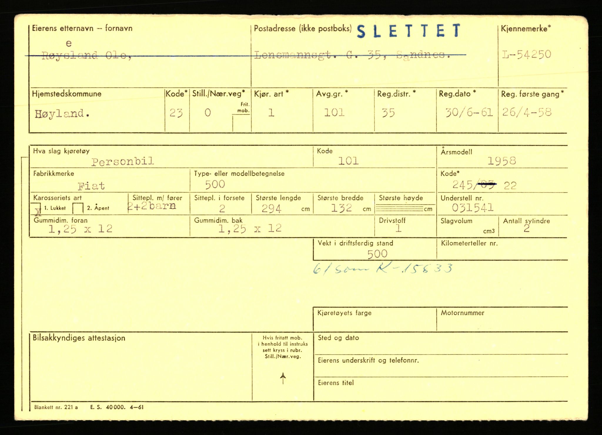 Stavanger trafikkstasjon, AV/SAST-A-101942/0/F/L0054: L-54200 - L-55699, 1930-1971, s. 107