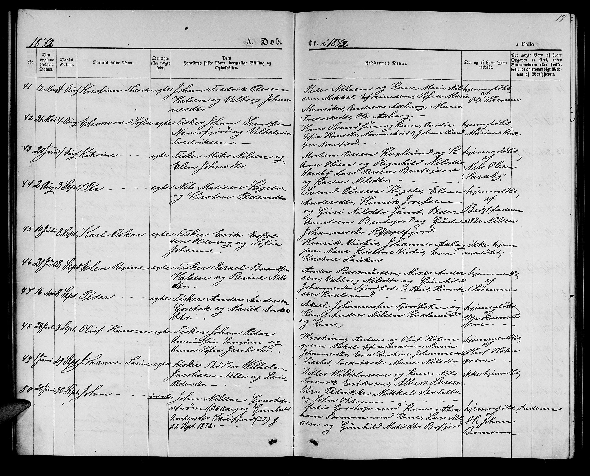 Hammerfest sokneprestkontor, AV/SATØ-S-1347/H/Hb/L0005.klokk: Klokkerbok nr. 5, 1869-1884, s. 18