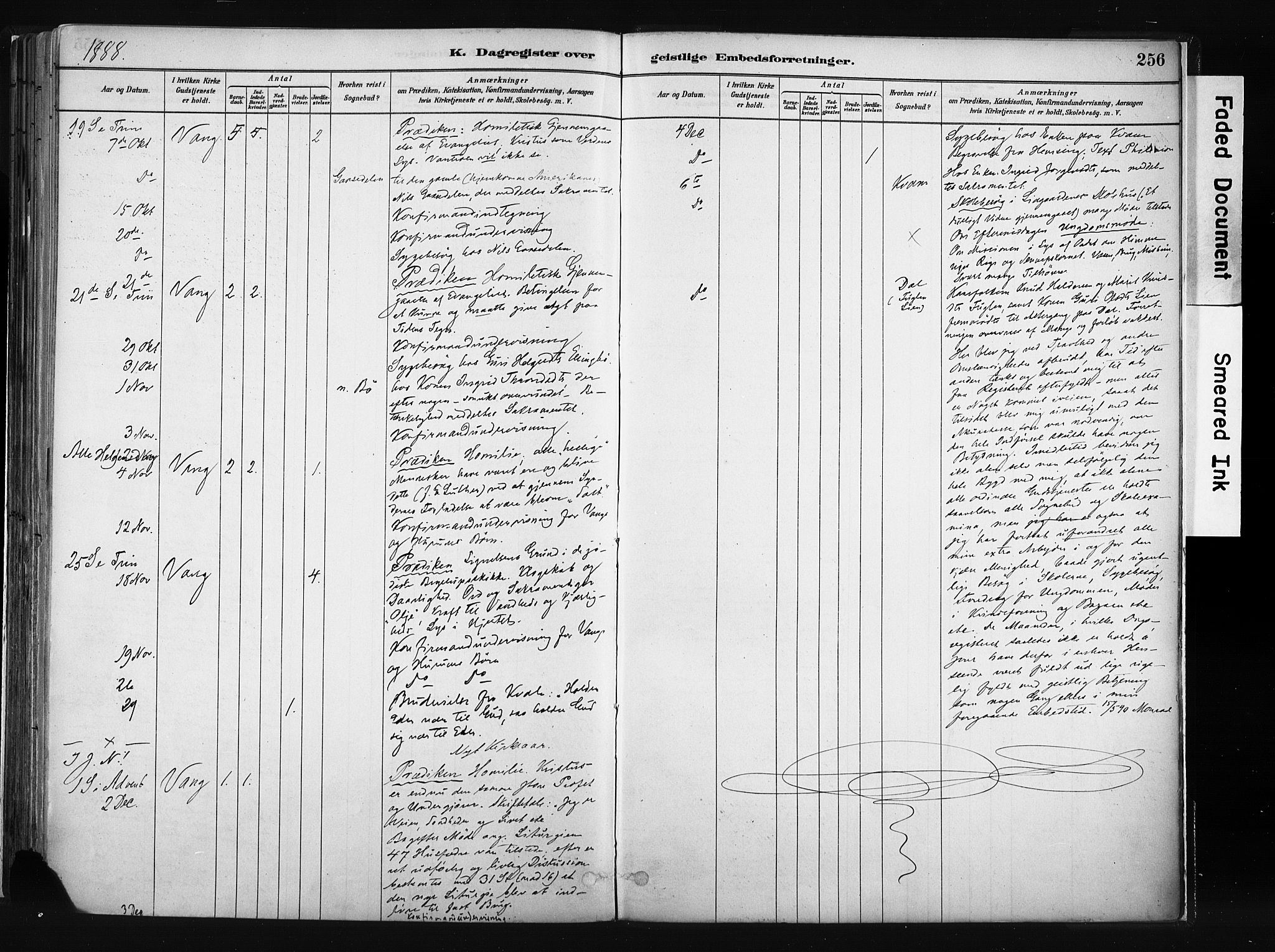 Vang prestekontor, Valdres, SAH/PREST-140/H/Ha/L0008: Ministerialbok nr. 8, 1882-1910, s. 256