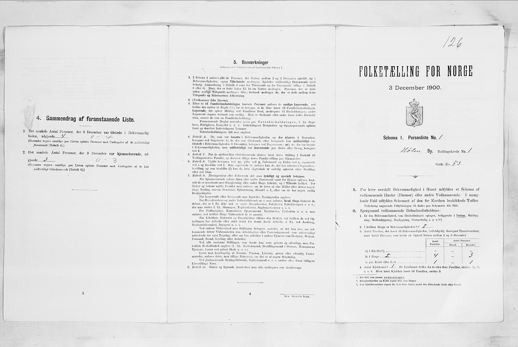 SAO, Folketelling 1900 for 0204 Hølen ladested, 1900