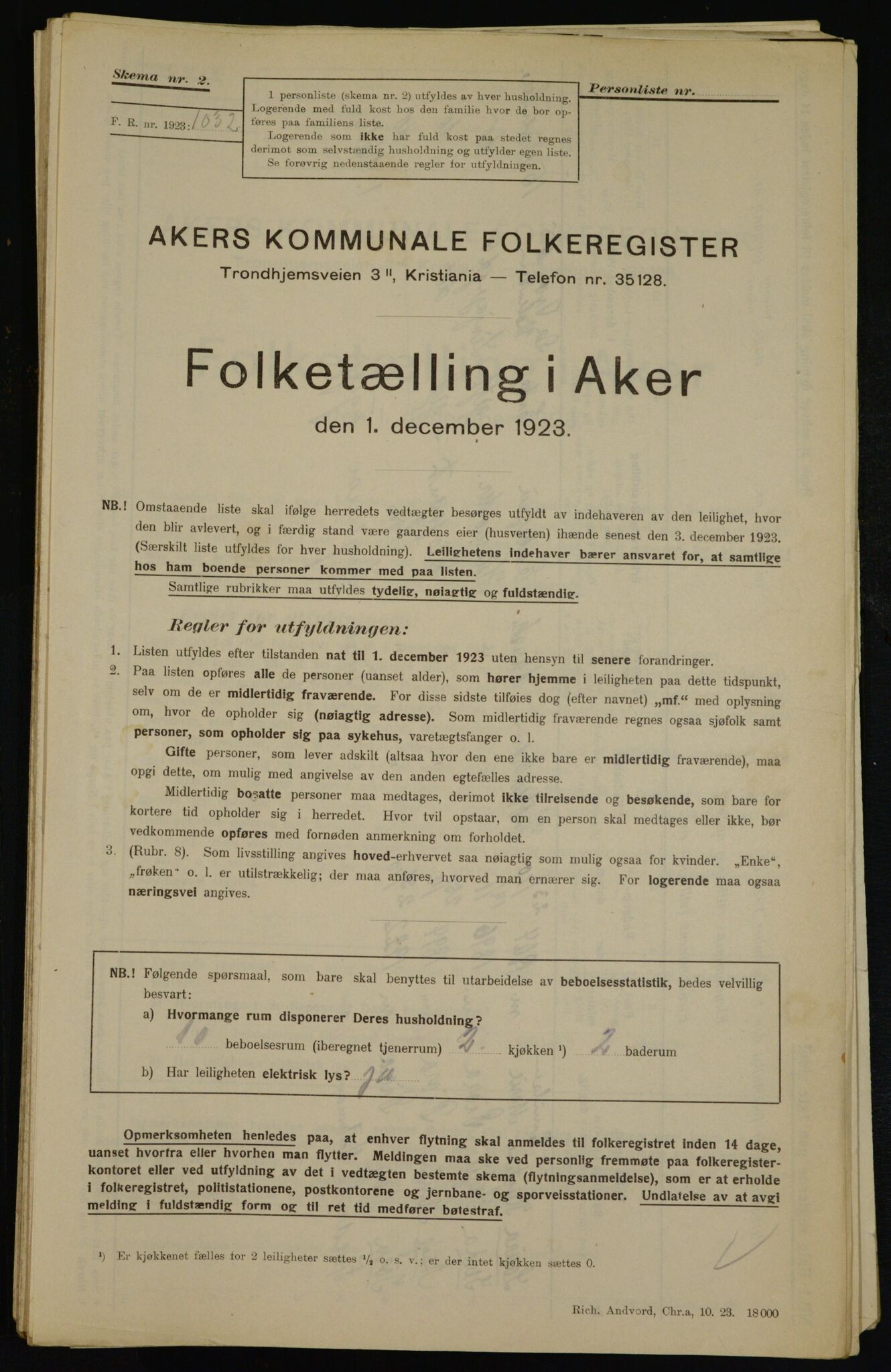 , Kommunal folketelling 1.12.1923 for Aker, 1923, s. 42765