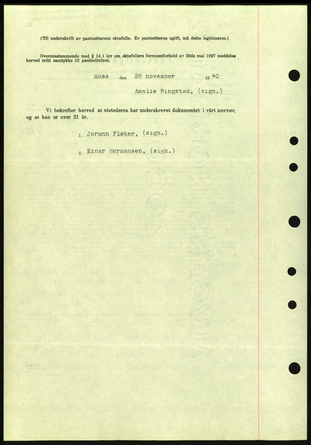 Moss sorenskriveri, SAO/A-10168: Pantebok nr. B10, 1940-1941, Dagboknr: 1822/1940