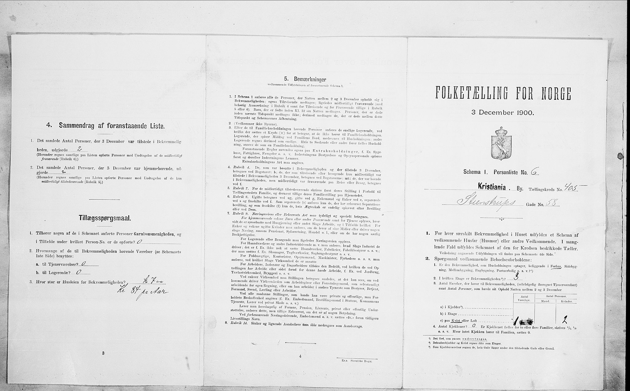 SAO, Folketelling 1900 for 0301 Kristiania kjøpstad, 1900, s. 91016