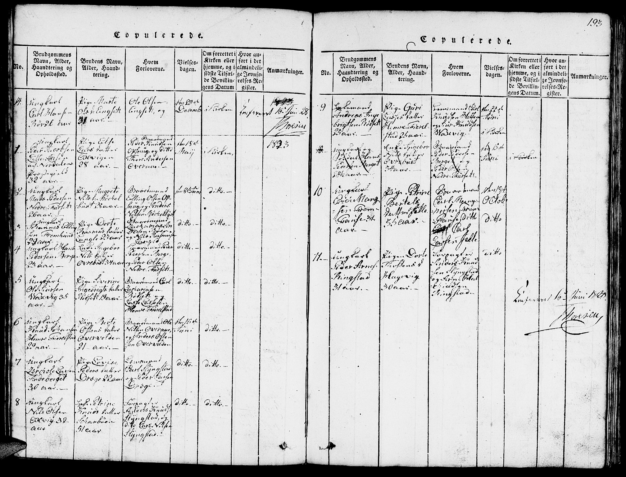 Ministerialprotokoller, klokkerbøker og fødselsregistre - Møre og Romsdal, AV/SAT-A-1454/520/L0289: Klokkerbok nr. 520C01, 1817-1837, s. 193