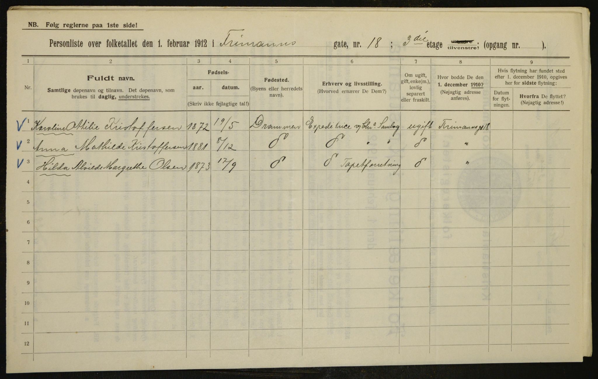 OBA, Kommunal folketelling 1.2.1912 for Kristiania, 1912, s. 26819