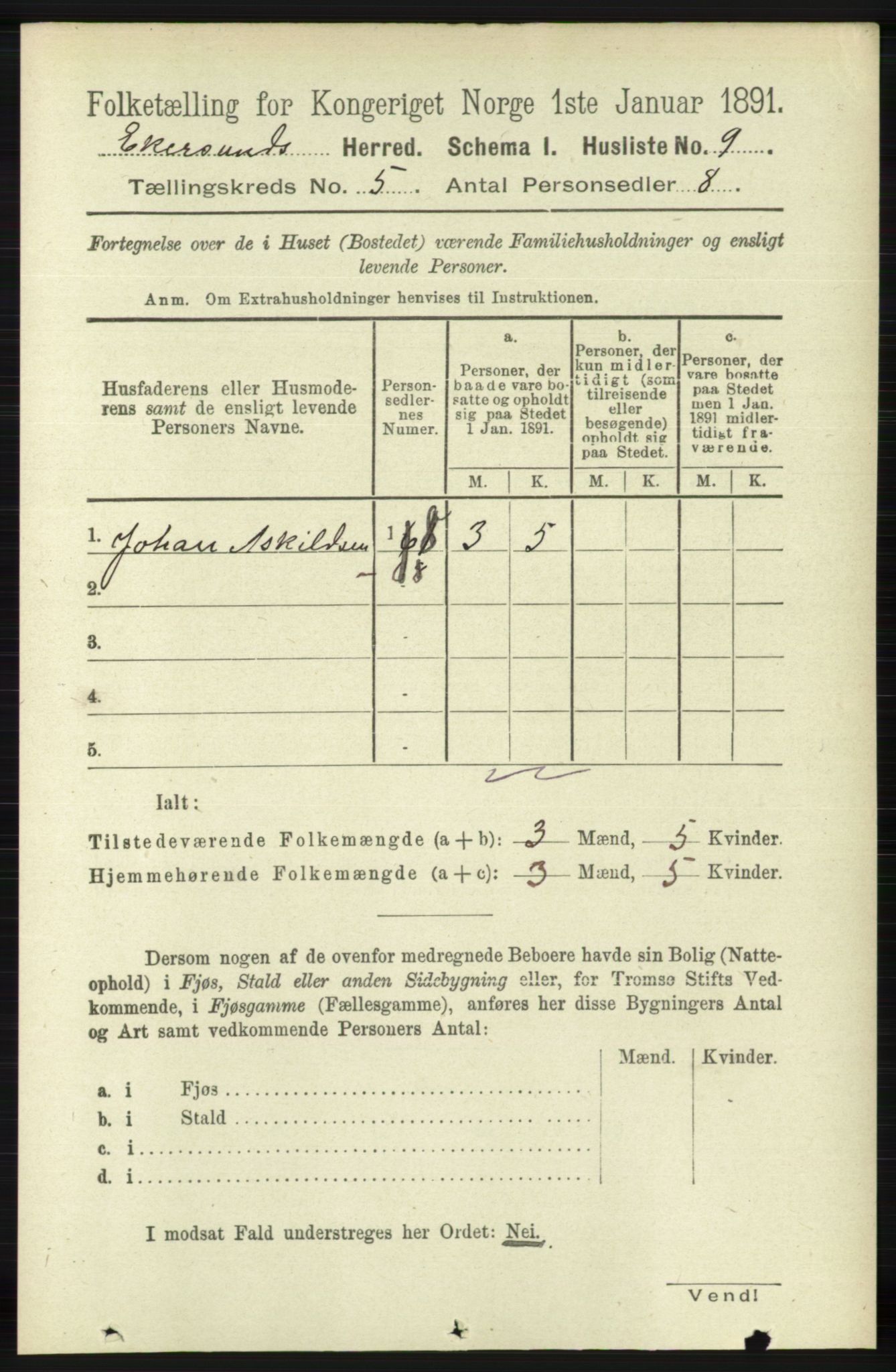 RA, Folketelling 1891 for 1116 Eigersund herred, 1891, s. 2025