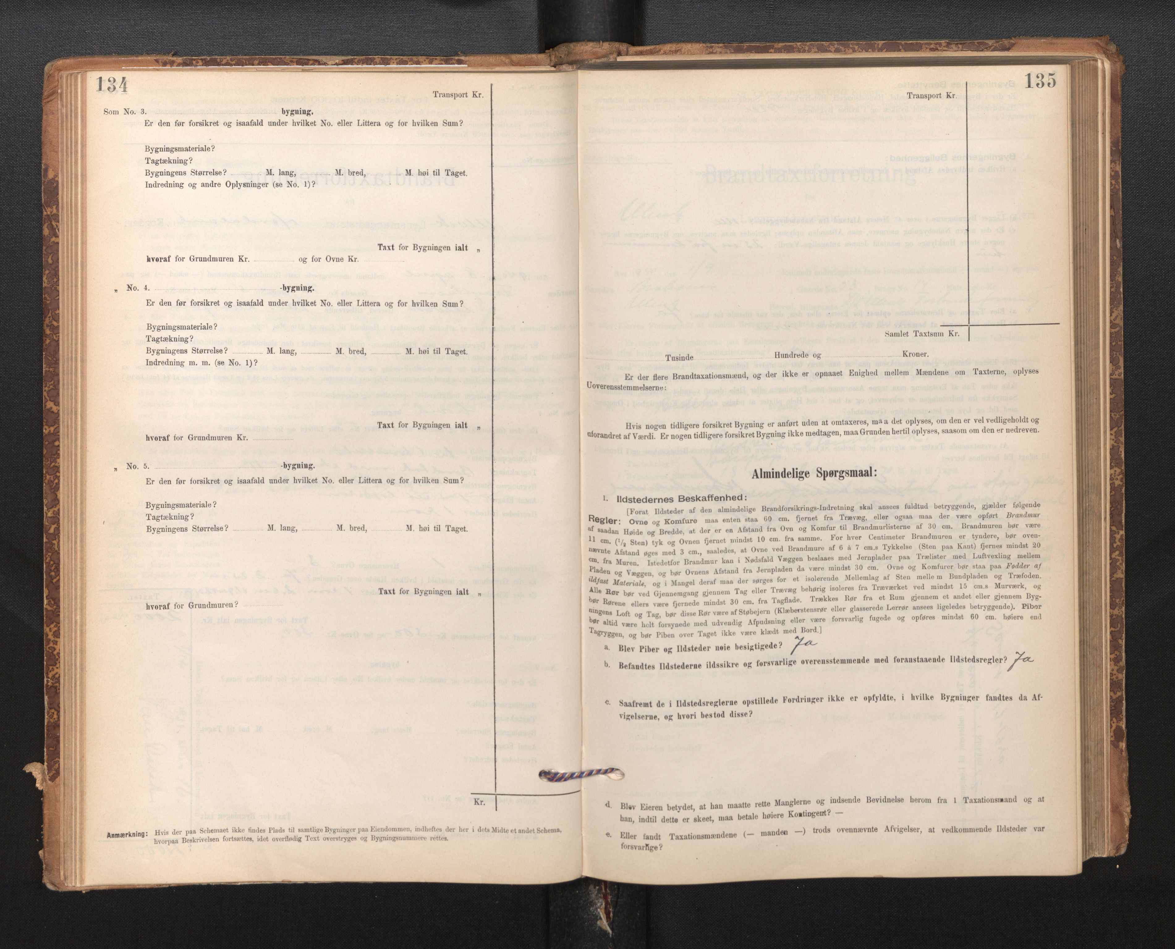 Lensmannen i Ulvik, SAB/A-35601/0012/L0003: Branntakstprotokoll, skjematakst, 1895-1946, s. 134-135