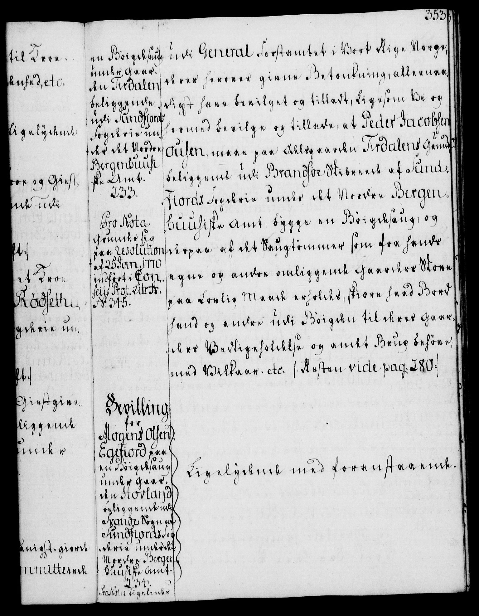 Rentekammeret, Kammerkanselliet, AV/RA-EA-3111/G/Gg/Gga/L0008: Norsk ekspedisjonsprotokoll med register (merket RK 53.8), 1768-1771, s. 353