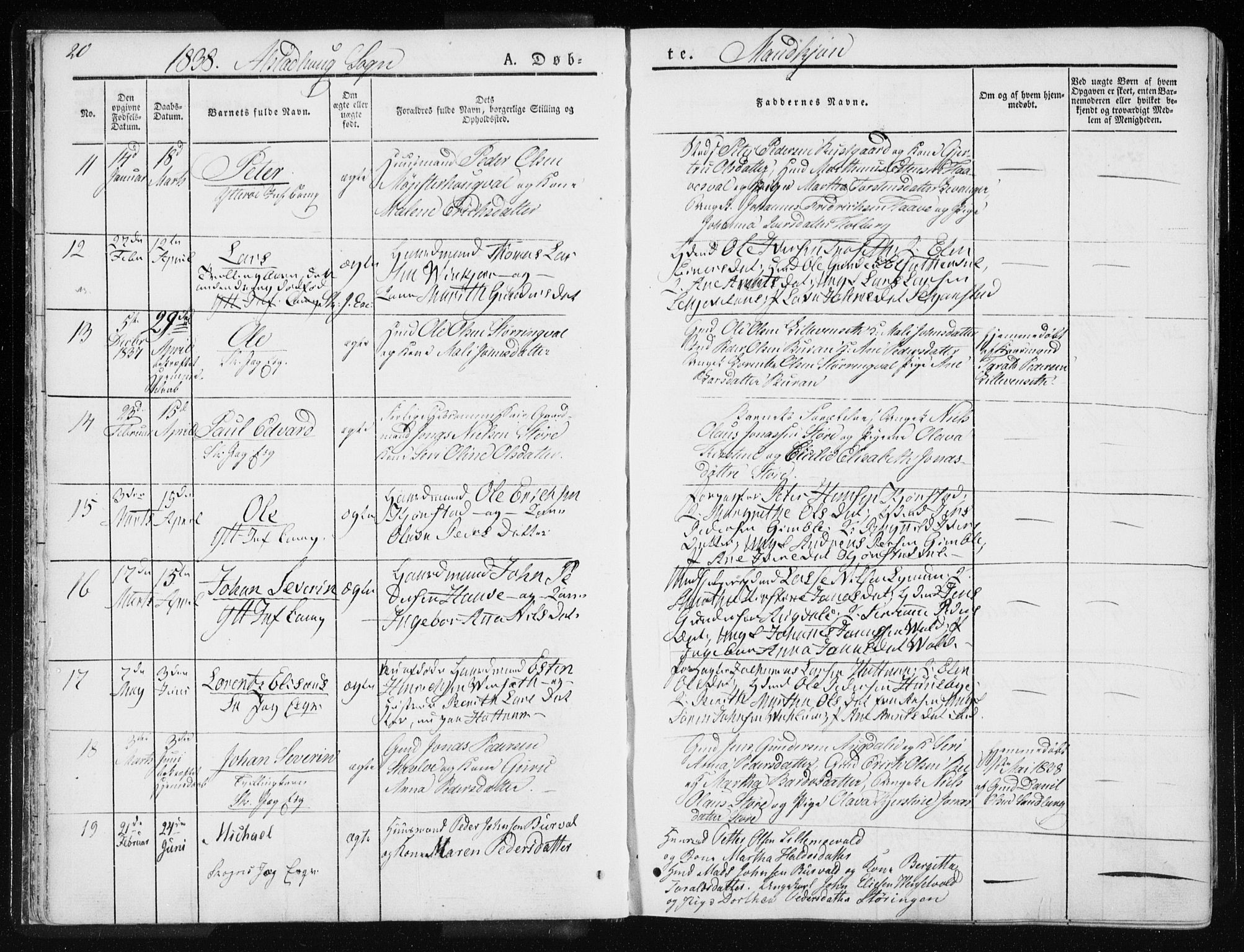 Ministerialprotokoller, klokkerbøker og fødselsregistre - Nord-Trøndelag, SAT/A-1458/717/L0154: Ministerialbok nr. 717A06 /1, 1836-1849, s. 20