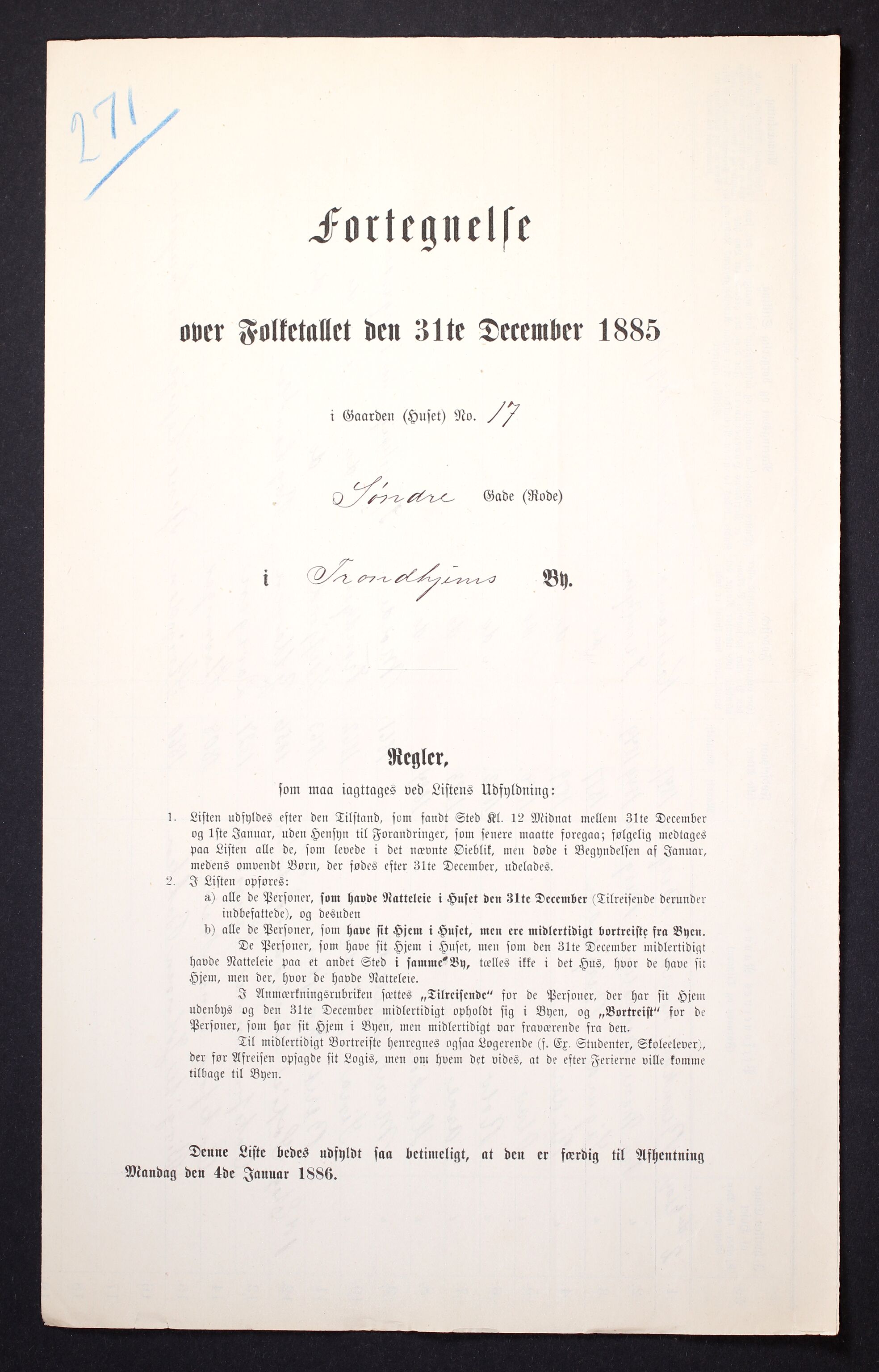 SAT, Folketelling 1885 for 1601 Trondheim kjøpstad, 1885, s. 1103