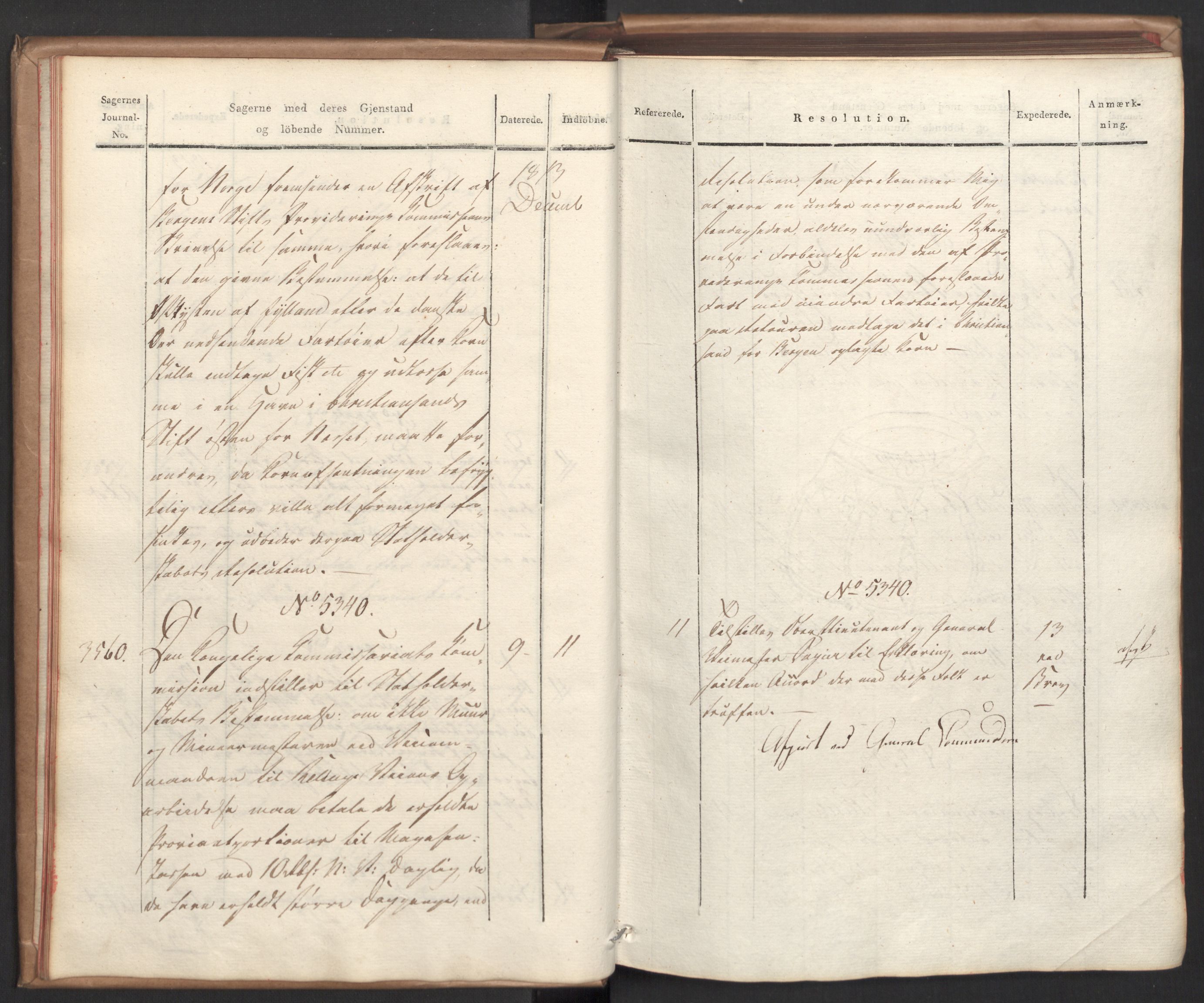 Stattholderembetet 1810-1814, 2. kontor (Kontor B), AV/RA-EA-5432/Ab/L0009: Referatprotokoll,  j.nr. 3539-3951,  l.nr. 5315-5800, 1813-1814, s. 13