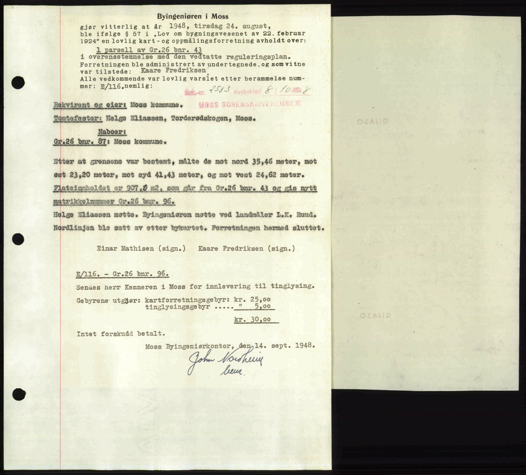 Moss sorenskriveri, SAO/A-10168: Pantebok nr. A20, 1948-1948, Dagboknr: 2583/1948