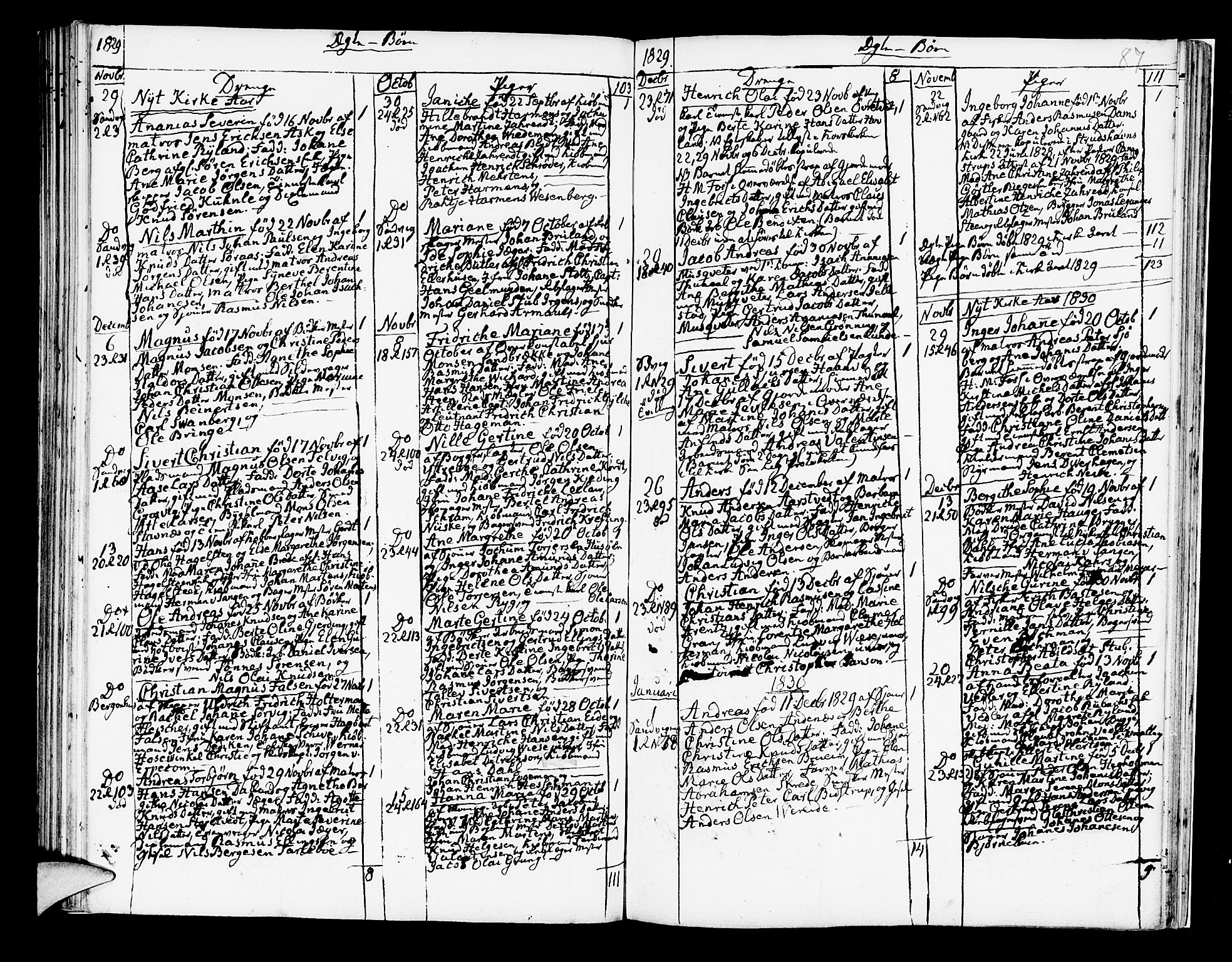 Korskirken sokneprestembete, AV/SAB-A-76101/H/Hab: Klokkerbok nr. A 4, 1820-1832, s. 87