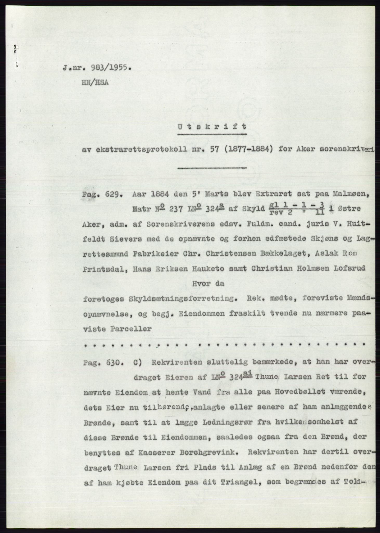 Statsarkivet i Oslo, SAO/A-10621/Z/Zd/L0003: Avskrifter, j.nr 714-1202/1955, 1955, s. 198