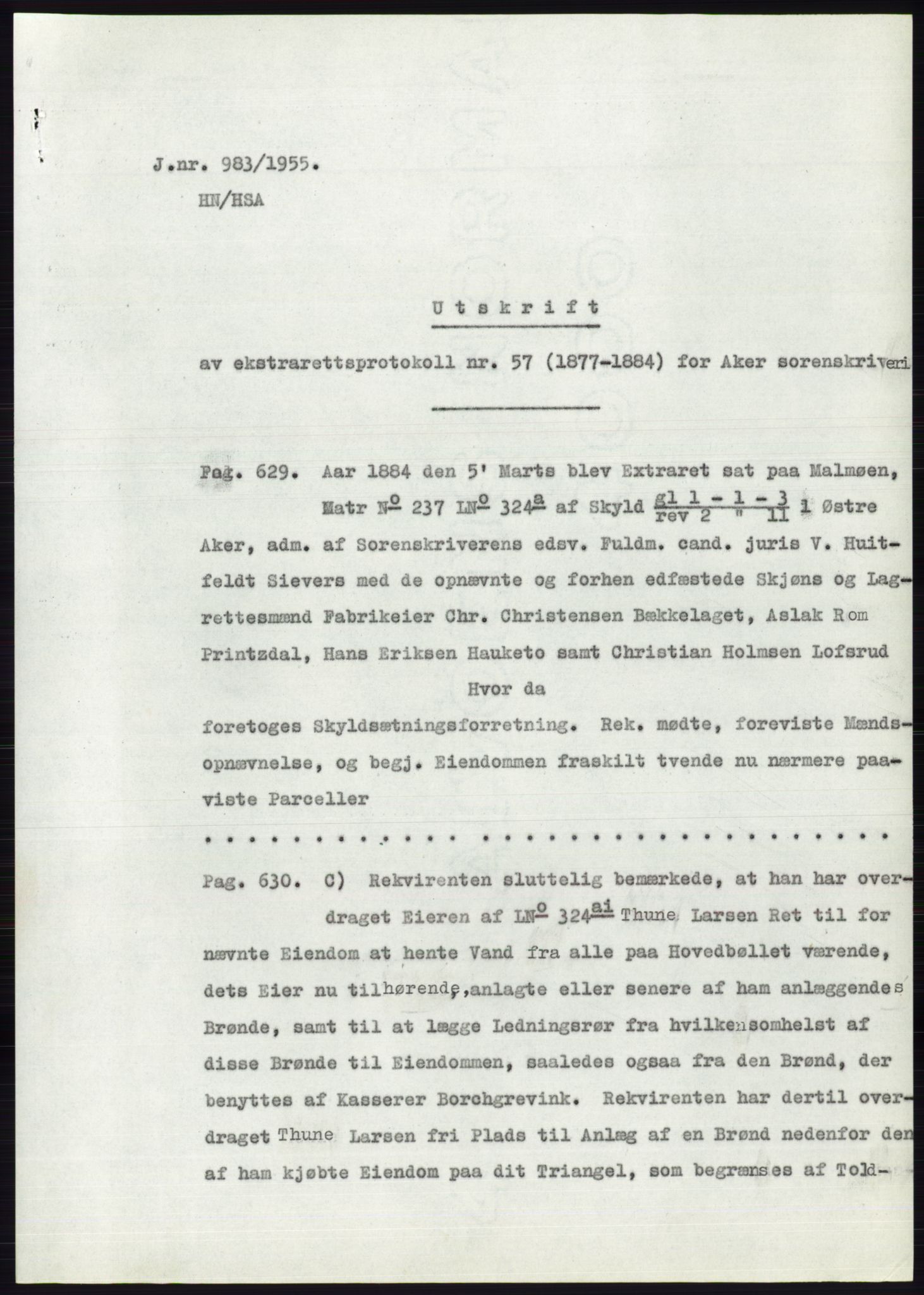 Statsarkivet i Oslo, AV/SAO-A-10621/Z/Zd/L0003: Avskrifter, j.nr 714-1202/1955, 1955, s. 198