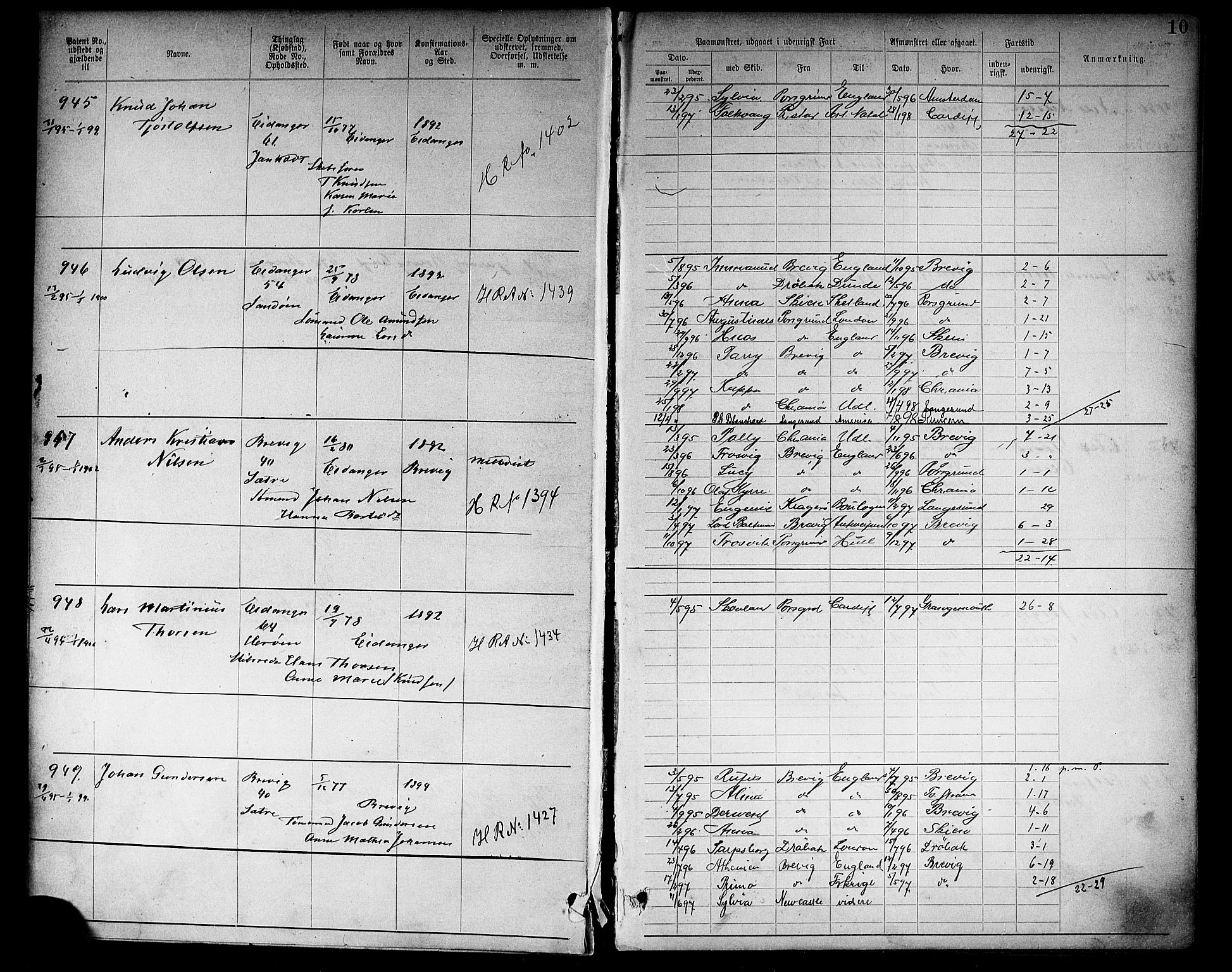 Brevik innrulleringskontor, SAKO/A-833/F/Fa/L0003: Annotasjonsrulle, 1893-1911, s. 12