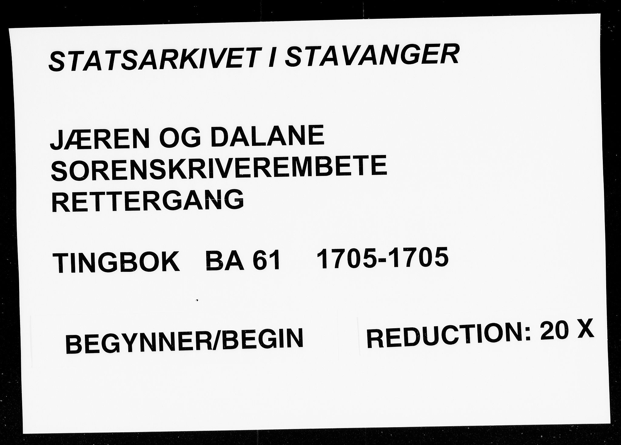 Jæren og Dalane sorenskriveri, SAST/A-100306/3/30/30BA/L0061: TINGBOK, 1705