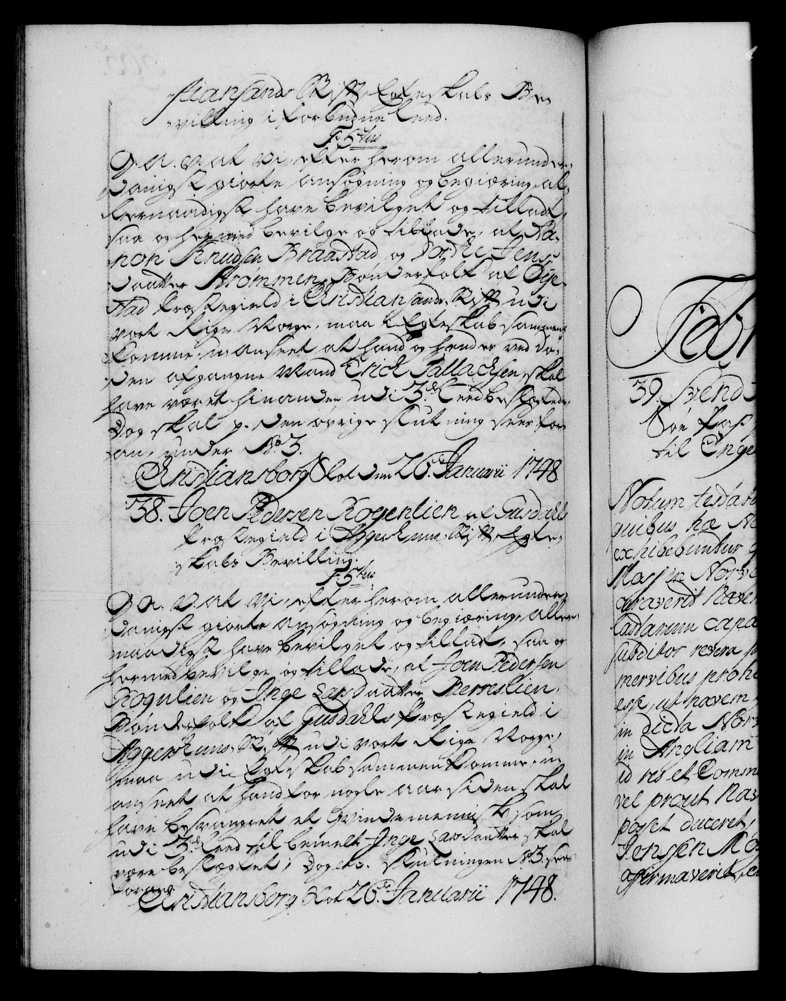 Danske Kanselli 1572-1799, RA/EA-3023/F/Fc/Fca/Fcaa/L0035: Norske registre, 1746-1748, s. 565b